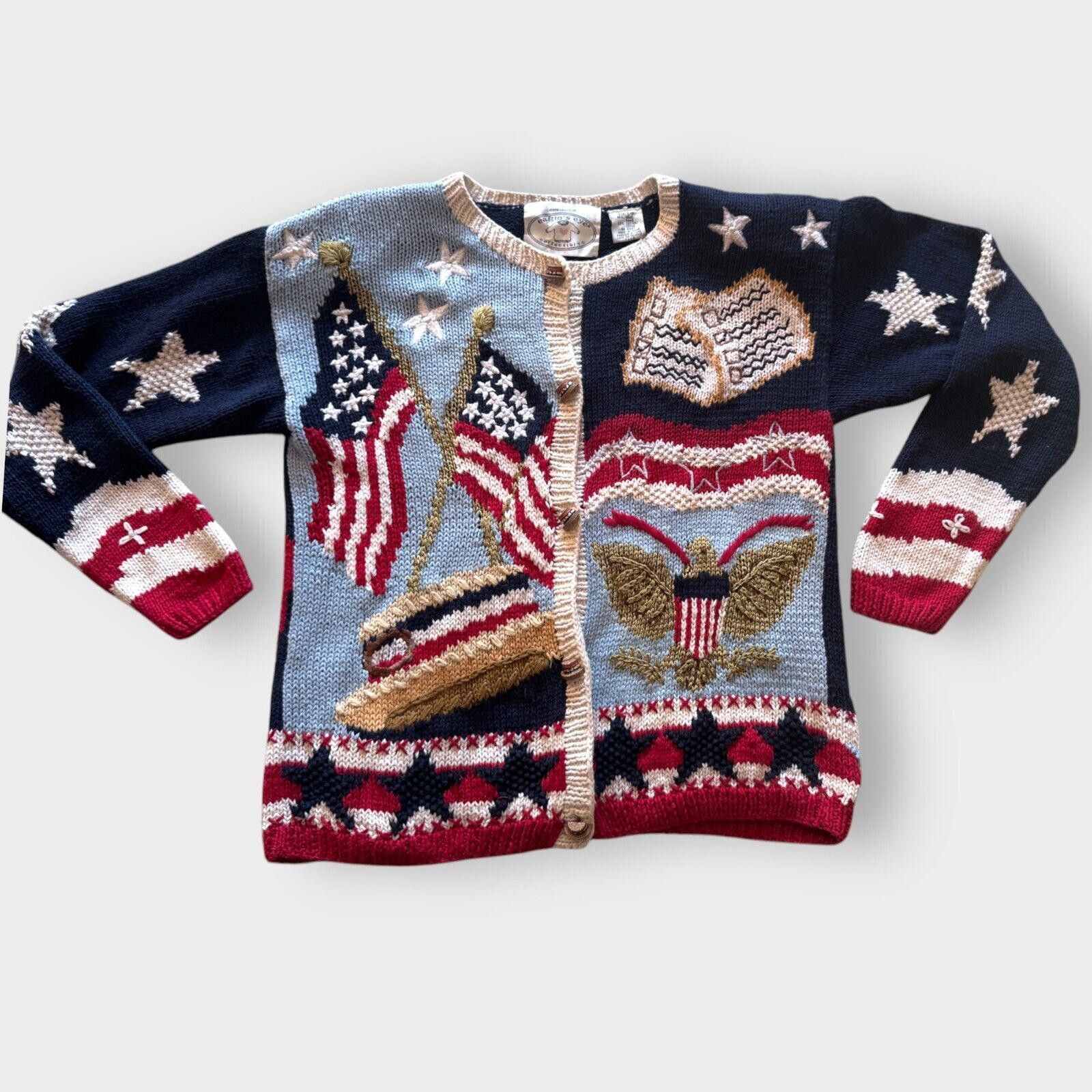 Other Vintage Eagle's Eye Collectibles Patriotic USA Vote Cardigan Size S / US 4 / IT 40 - 2 Thumbnail
