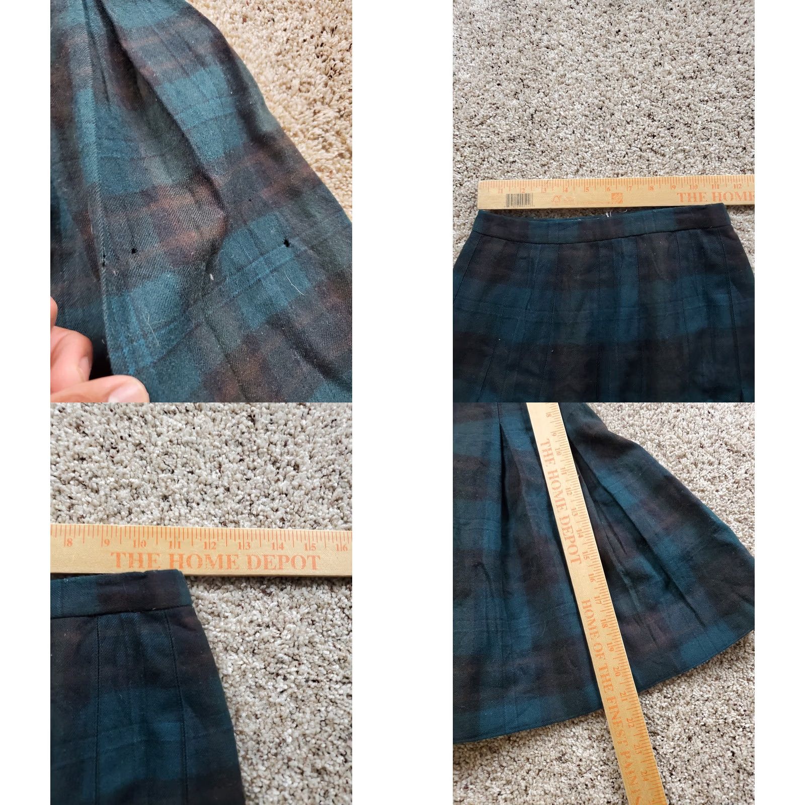 Vintage VINTAGE Highland Queen Skirt Womens 10 Green Blue Tartan Wool Pleated Calvet Canada 90s Size 32" / US 10 / IT 46 - 9 Thumbnail