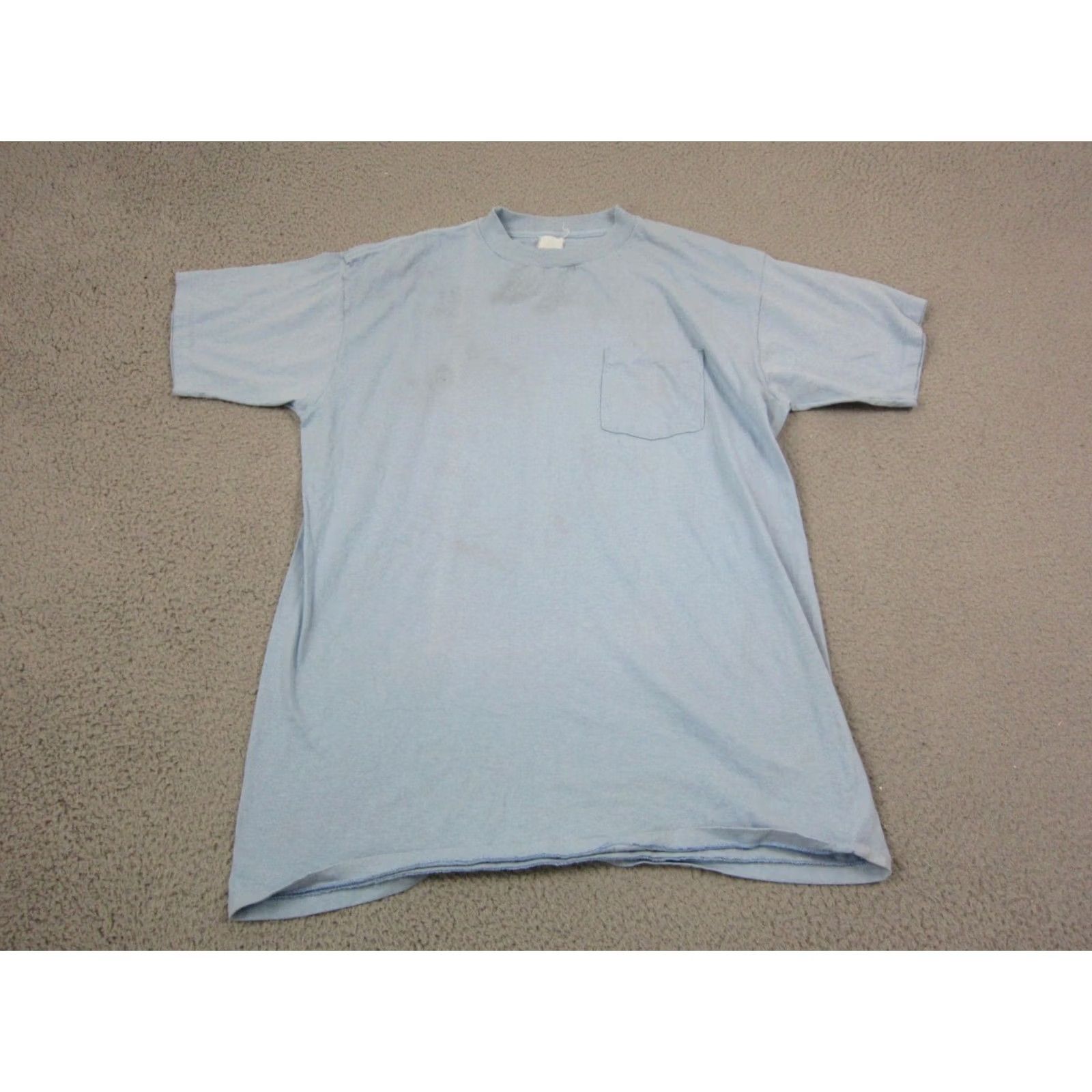 Fruit Of The Loom VINTAGE Fruit of the Loom Shirt Mens Medium Blue Blank Pocket Single Stitch Size US M / EU 48-50 / 2 - 2 Thumbnail
