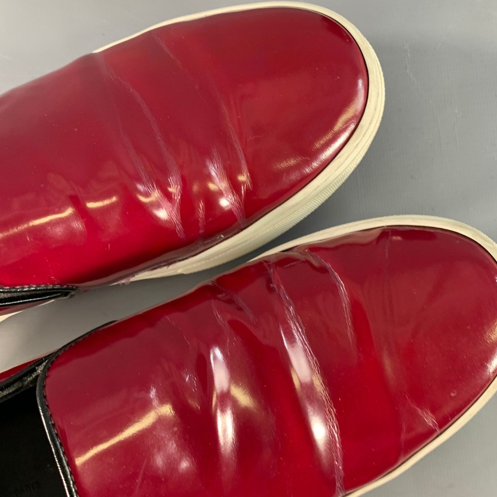 Celine CELINE 8.5 Burgundy White Patent Leather Slip On Sneakers Size US 8.5 / IT 38.5 - 10 Thumbnail