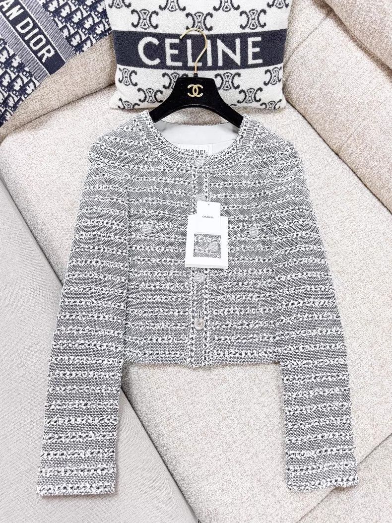 Chanel Chanel Striped tweed knitted jacket Size XXS / US 00 / IT 34 - 2 Thumbnail