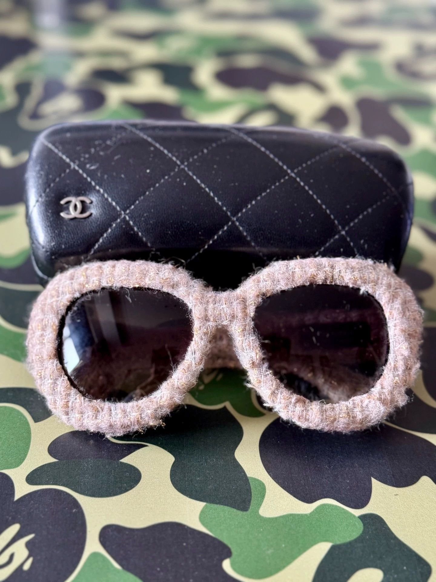 Chanel CHANEL 14 Vintage Full Wrap Tweed Sunglasses Size ONE SIZE - 3 Thumbnail