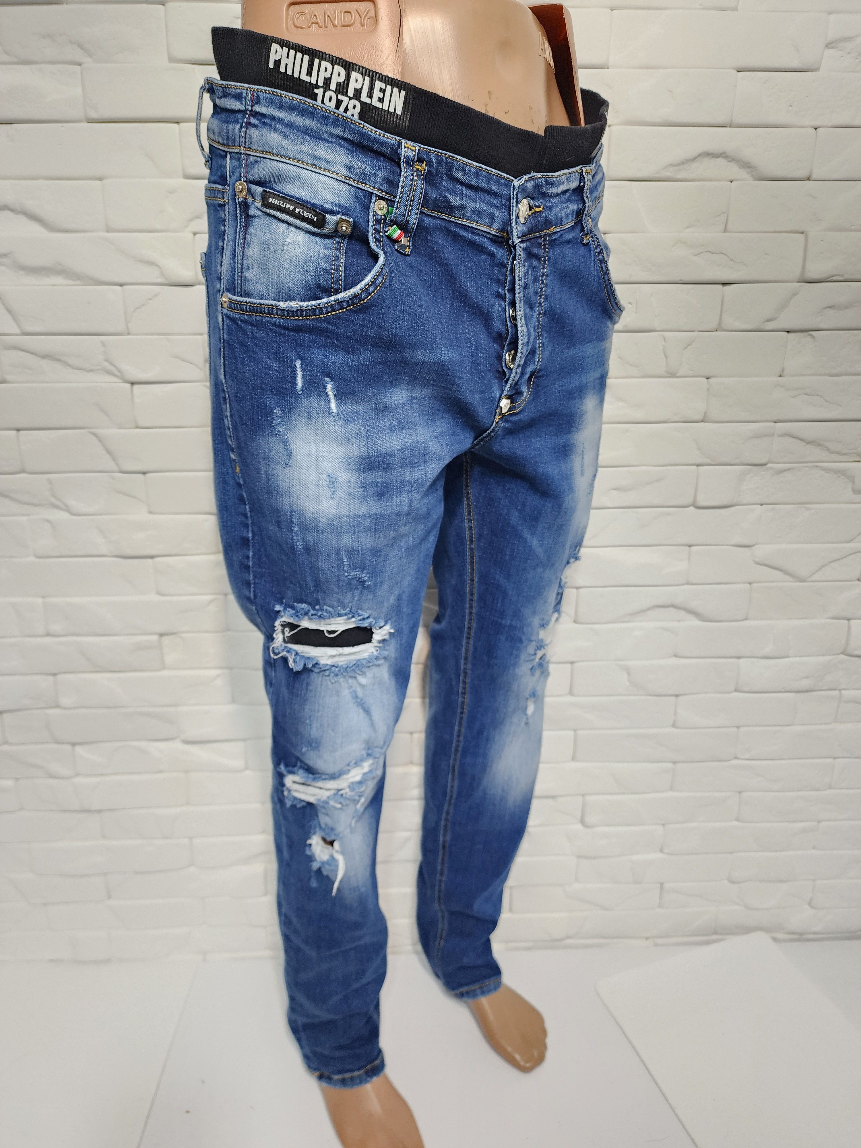 Philipp Plein Blue Denim Jeans Mens: Cotton Fabric, Mid-Rise Size US 36 / EU 52 - 3 Thumbnail