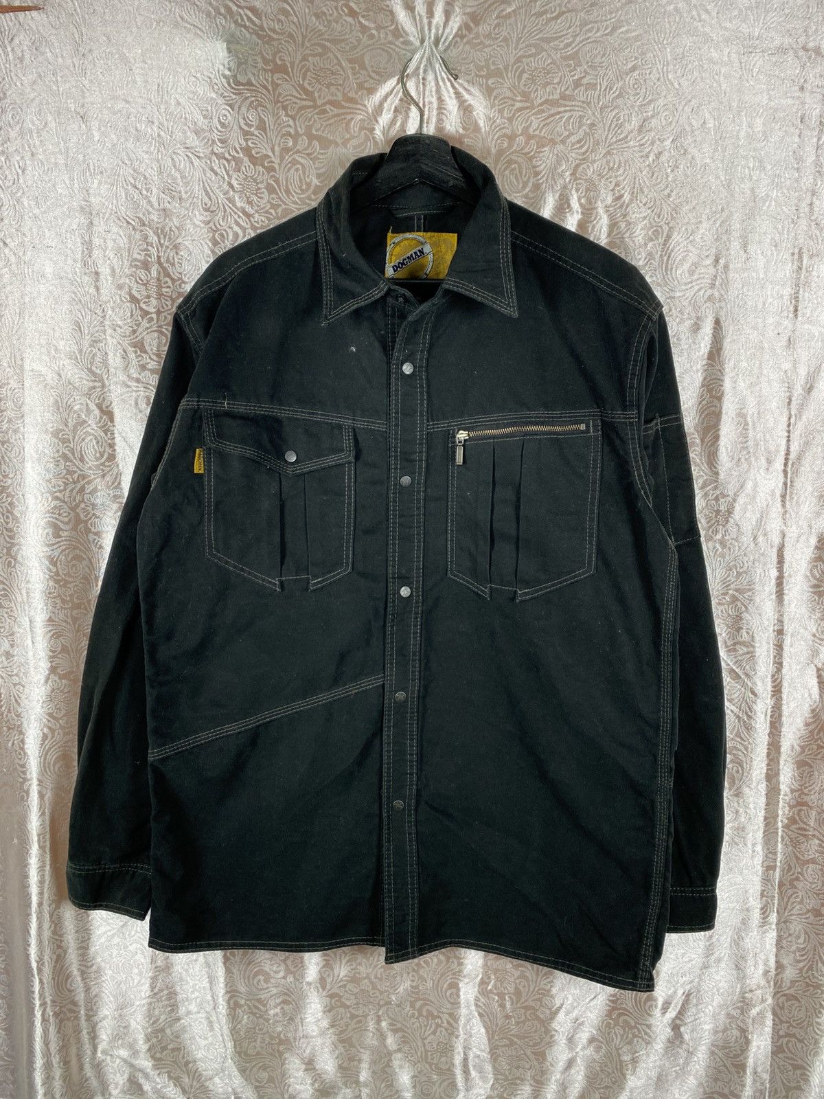 Japanese Brand Vintage DOGMAN Workwear Shirt Jacket Black Contrast Stitch Size US L / EU 52-54 / 3 - 3 Thumbnail