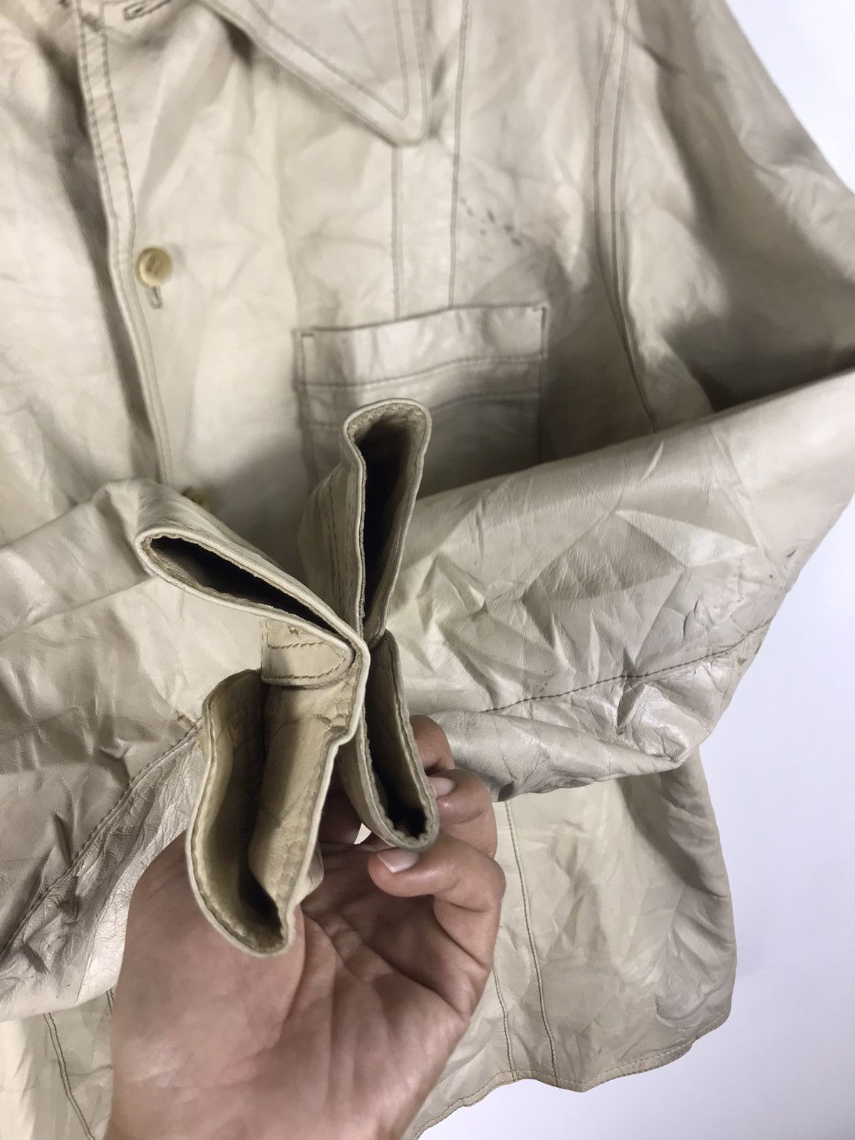 Burberry × Vintage ⚡️Vintage Burberry Distressed Leather Shirt Jacket Size US M / EU 48-50 / 2 - 6 Thumbnail
