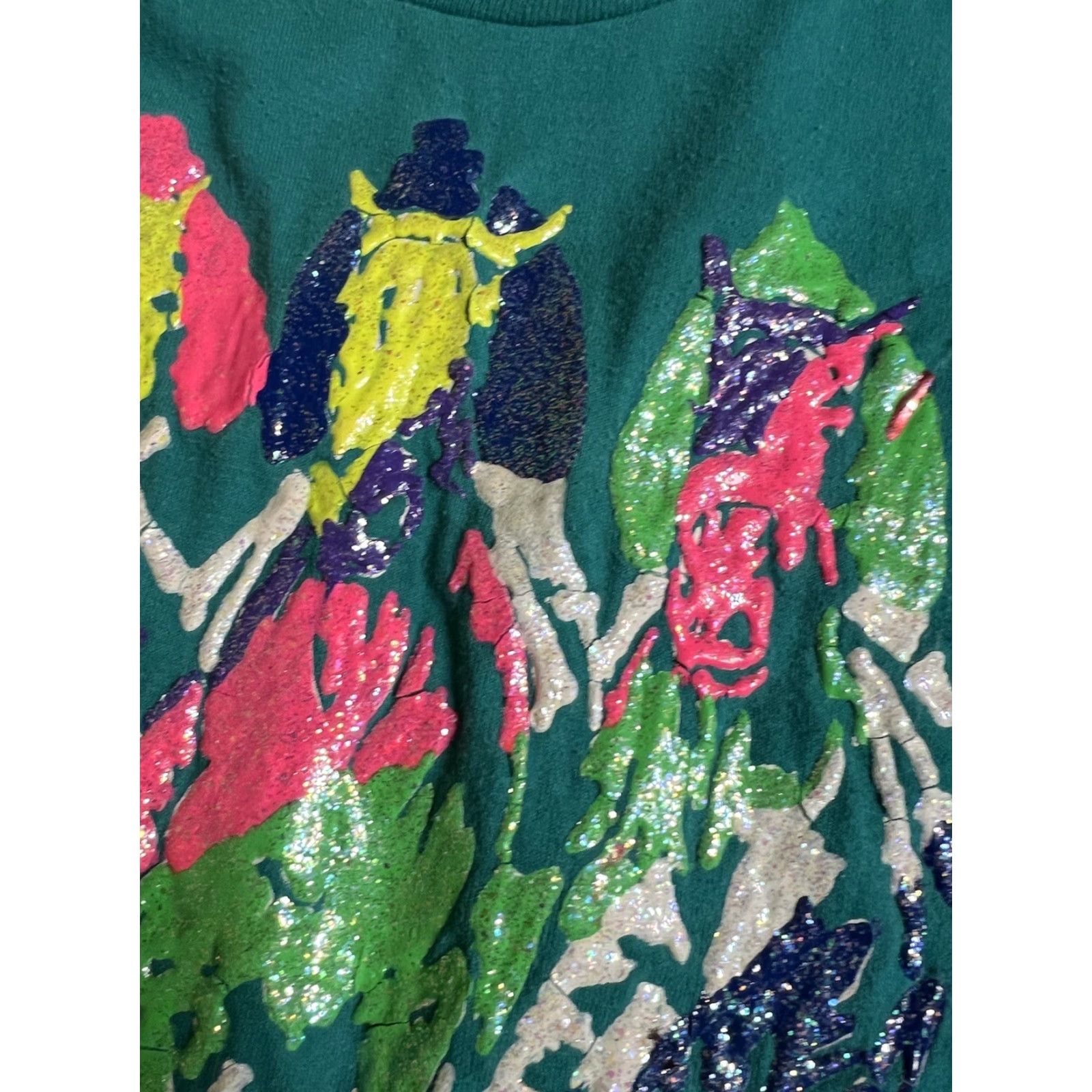Hanes VINTAGE Hanes Kentucky 1992 Puff Paint Single Stitch T-Shirt Horse Racing Crew Neck Short Sleeve Green Cotton Blend M Men Size US M / EU 48-50 / 2 - 4 Thumbnail