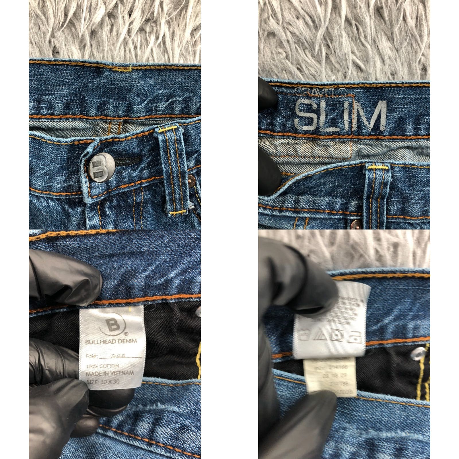 Vintage Bullhead Jeans Slim Straight Bullhead 30x30 Mens Mid Blue Wash Casual Regular Size 30 5-Pocket Denim Cotton Blend Belt Loops Zip Front Vintage No Size US 30 / EU 46 - 9 Thumbnail