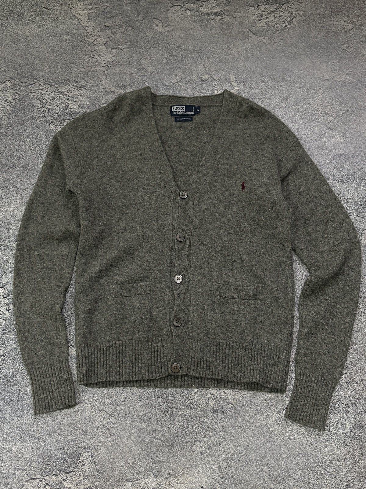 Polo Ralph Lauren Polo Ralph Lauren Grey 100% Lambswool Cardigan Sweater L Size US L / EU 52-54 / 3 - 6 Thumbnail