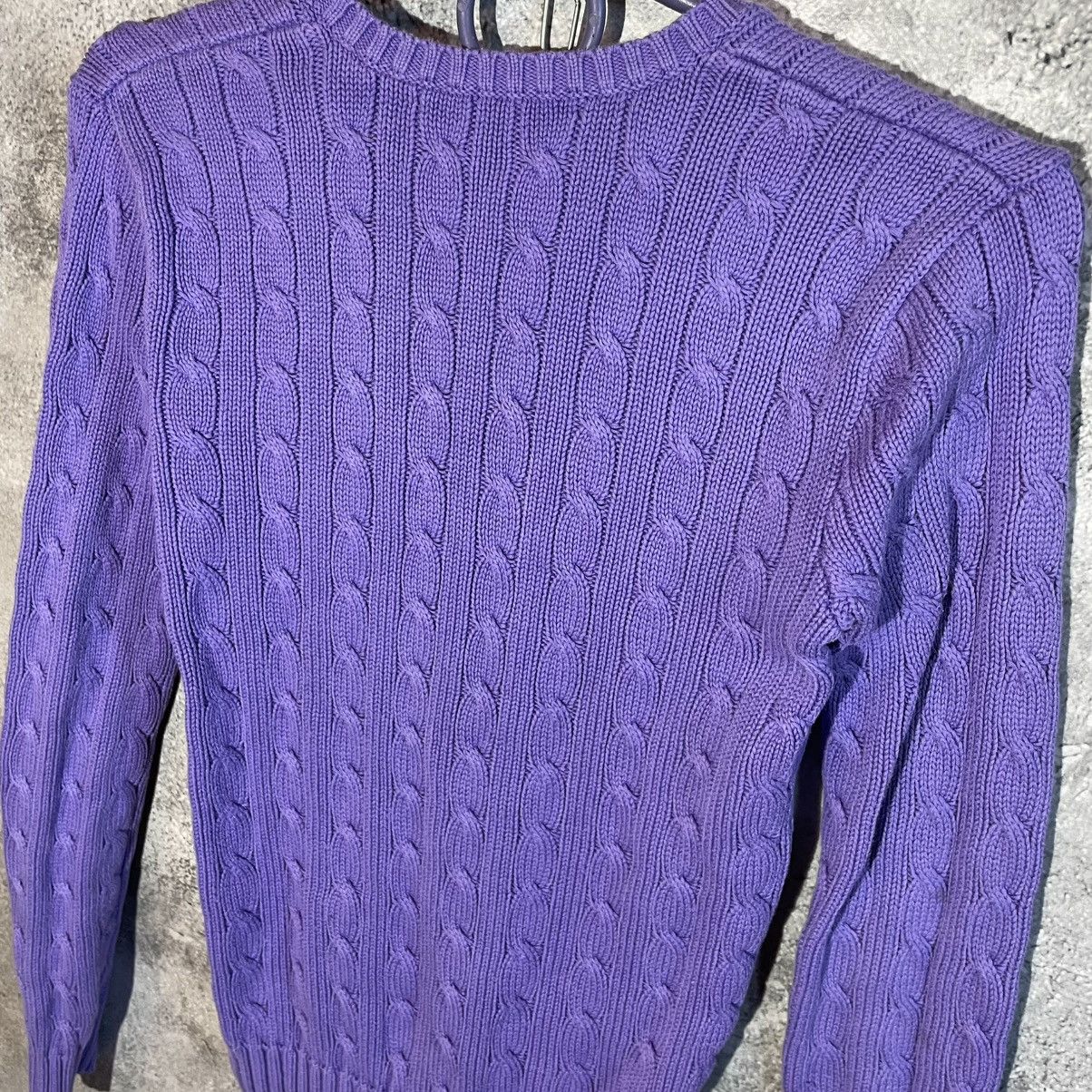 Polo Ralph Lauren Polo Ralph Lauren Sport Cable Knit V-Neck Sweater Purple Size S / US 4 / IT 40 - 10 Thumbnail