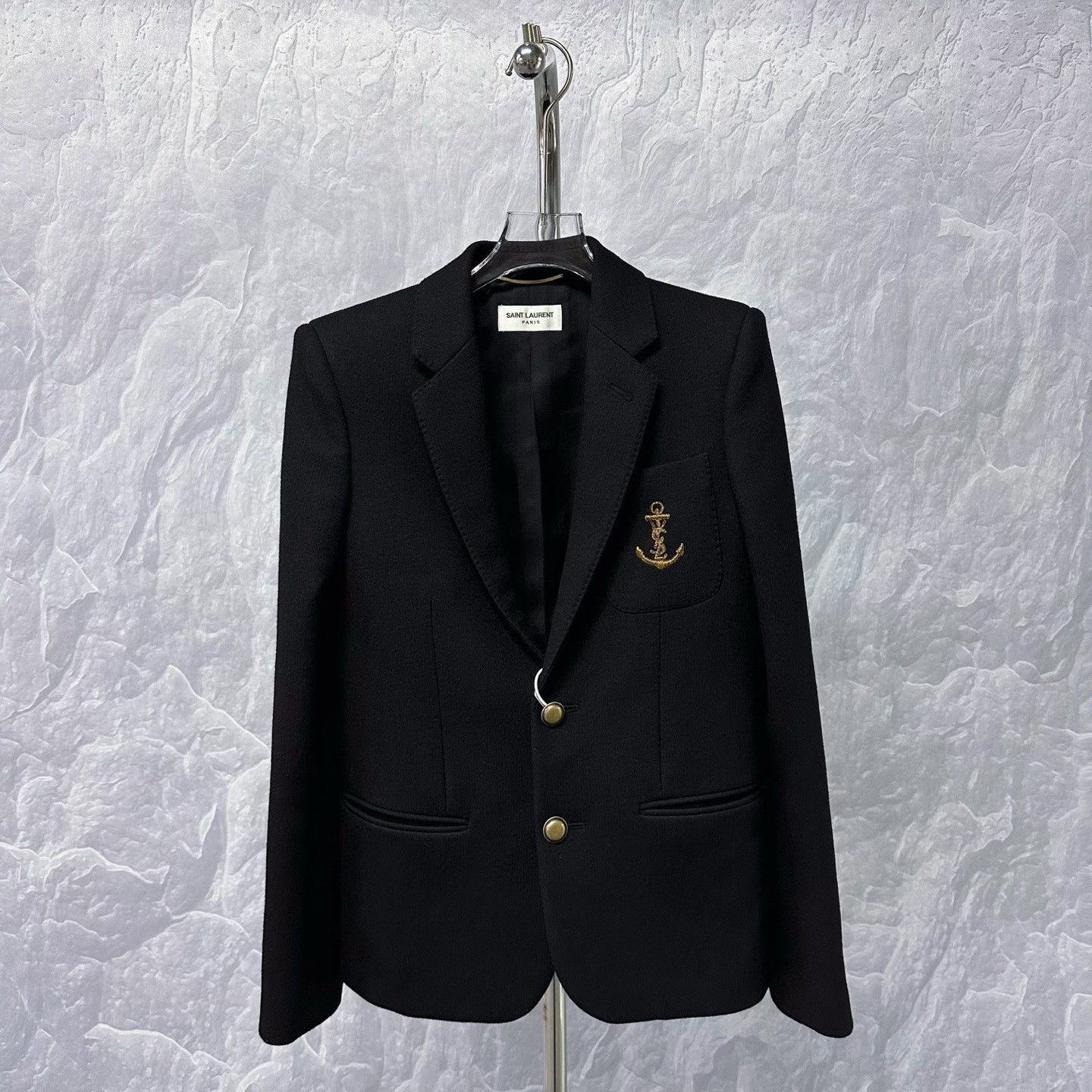 Saint Laurent Paris Saint Laurent Anchor Embroidered Wool Blazer Size XS / US 0-2 / IT 36-38 - 1 Thumbnail