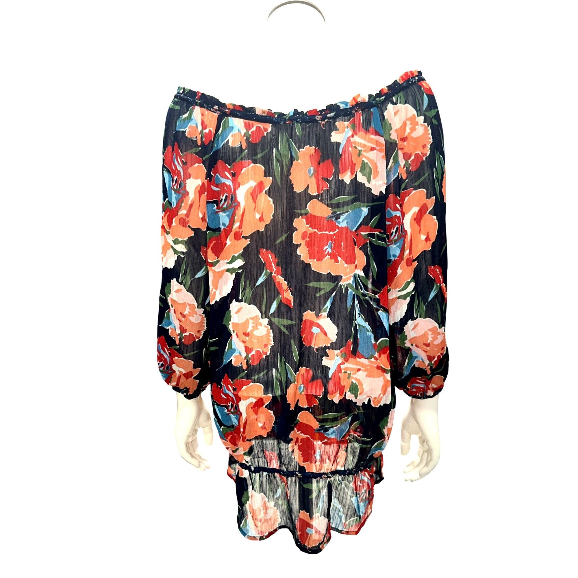 Abercrombie & Fitch Abercrombie Fitch Large Floral Peasant Sheer Boho Blouse Ruf Size L / US 10 / IT 46 - 5 Thumbnail