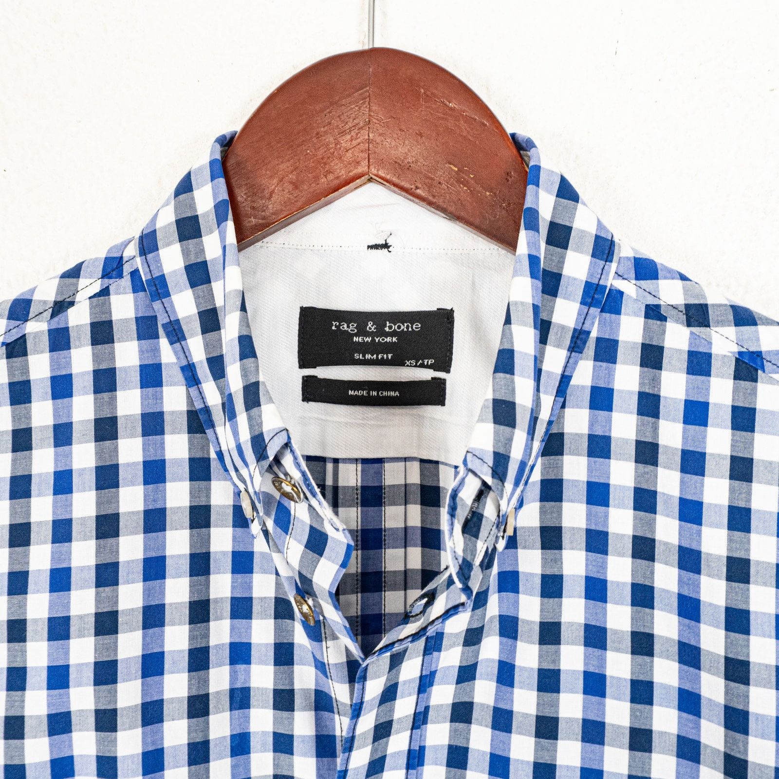 Rag & Bone Rag & Bone Men's Slim Fit Button Down Shirt Blue Gingham Size US XS / EU 42 / 0 - 5 Thumbnail