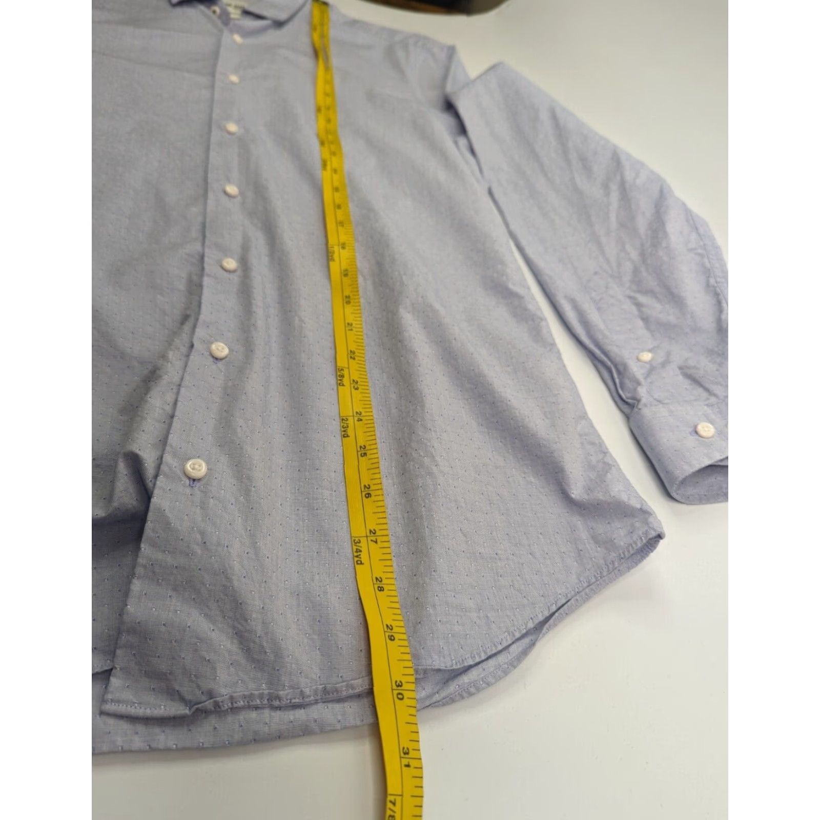 Ben Sherman Ben Sherman Dress Shirt Tailored Skinny Blue Dots Button-Down 15.5 39/40 Cotton Mens Regular Long Sleeve Collar-Down Spread Cuff Blue Size 15.5 Size 42R - 6 Thumbnail