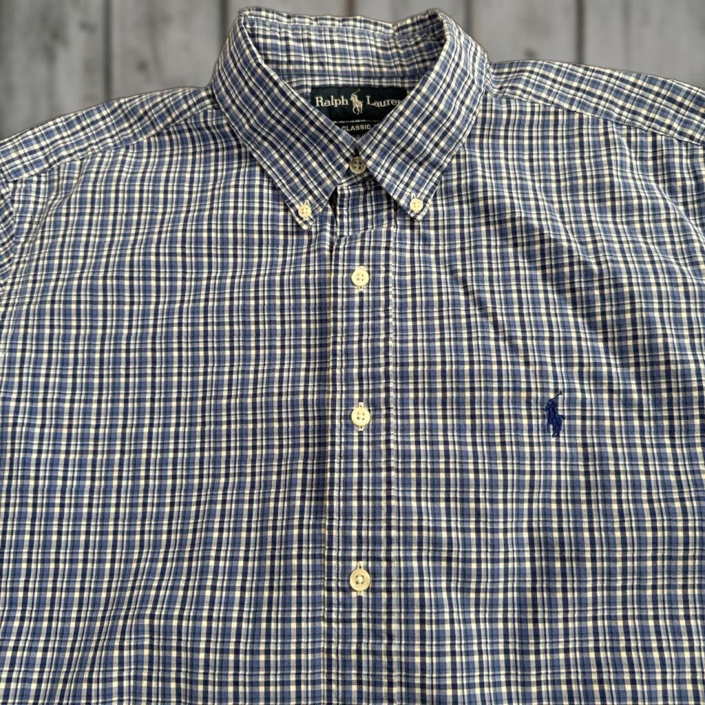 Ralph Lauren Ralph Lauren Shirt Mens XL Short Sleeve Blue Plaid 100% Cotton Button-Up Check Classic Fit Casual Womens? Size US XL / EU 56 / 4 - 1 Thumbnail