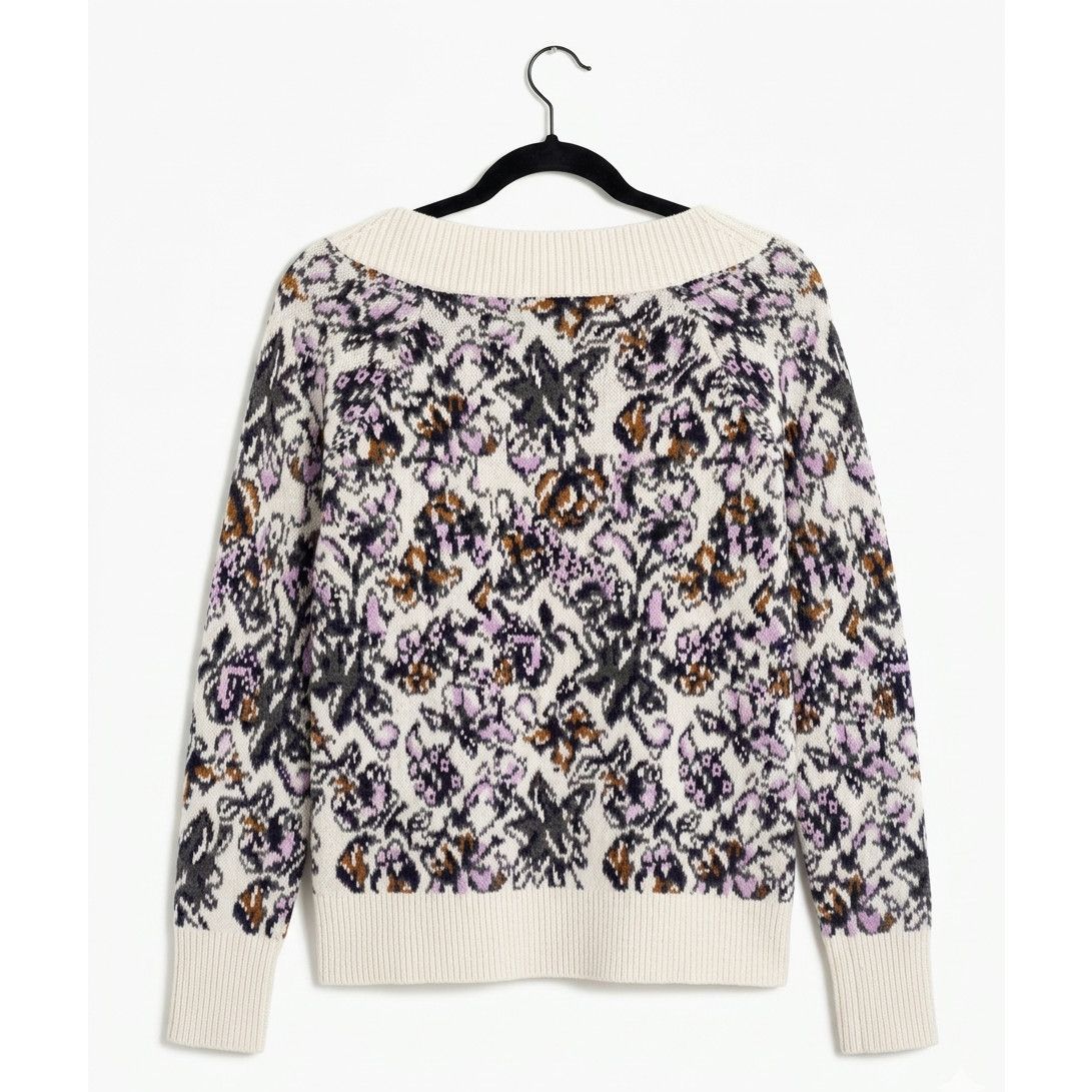 Loft LOFT Floral Boho Sweater Womens Medium Soft Knit Scoop Neck Size M / US 6-8 / IT 42-44 - 2 Thumbnail