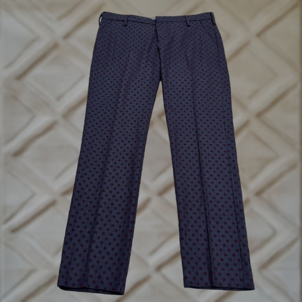 Vintage Entre Amis Dress Pants Mens 31 Gray Floral Wool Slim Straight Size US 34 / EU 50 - 1 Thumbnail