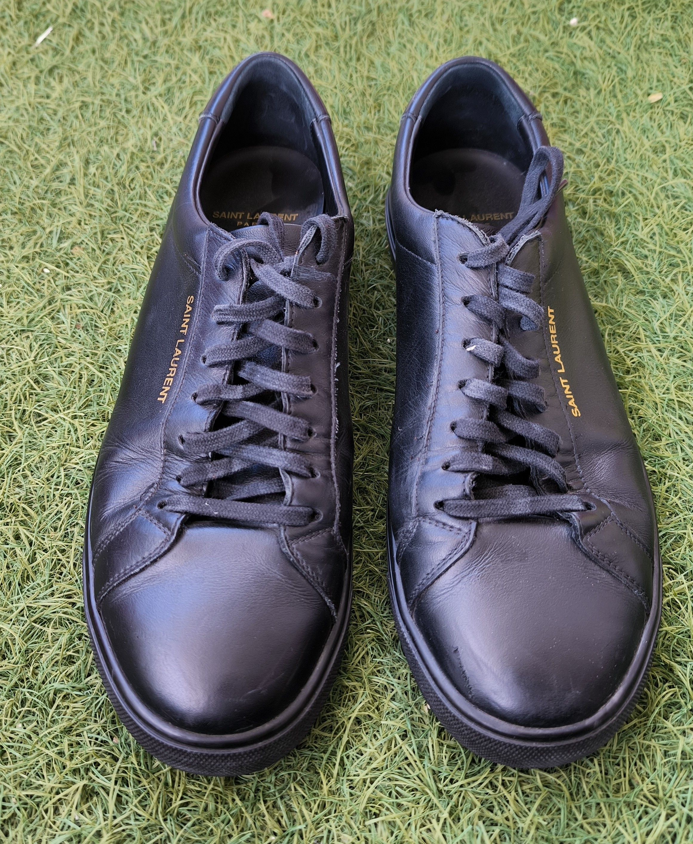 Saint Laurent Paris Saint Laurent Black Leather Low Top Sneakers Made in Italy Size US 9.5 / EU 42-43 - 2 Thumbnail