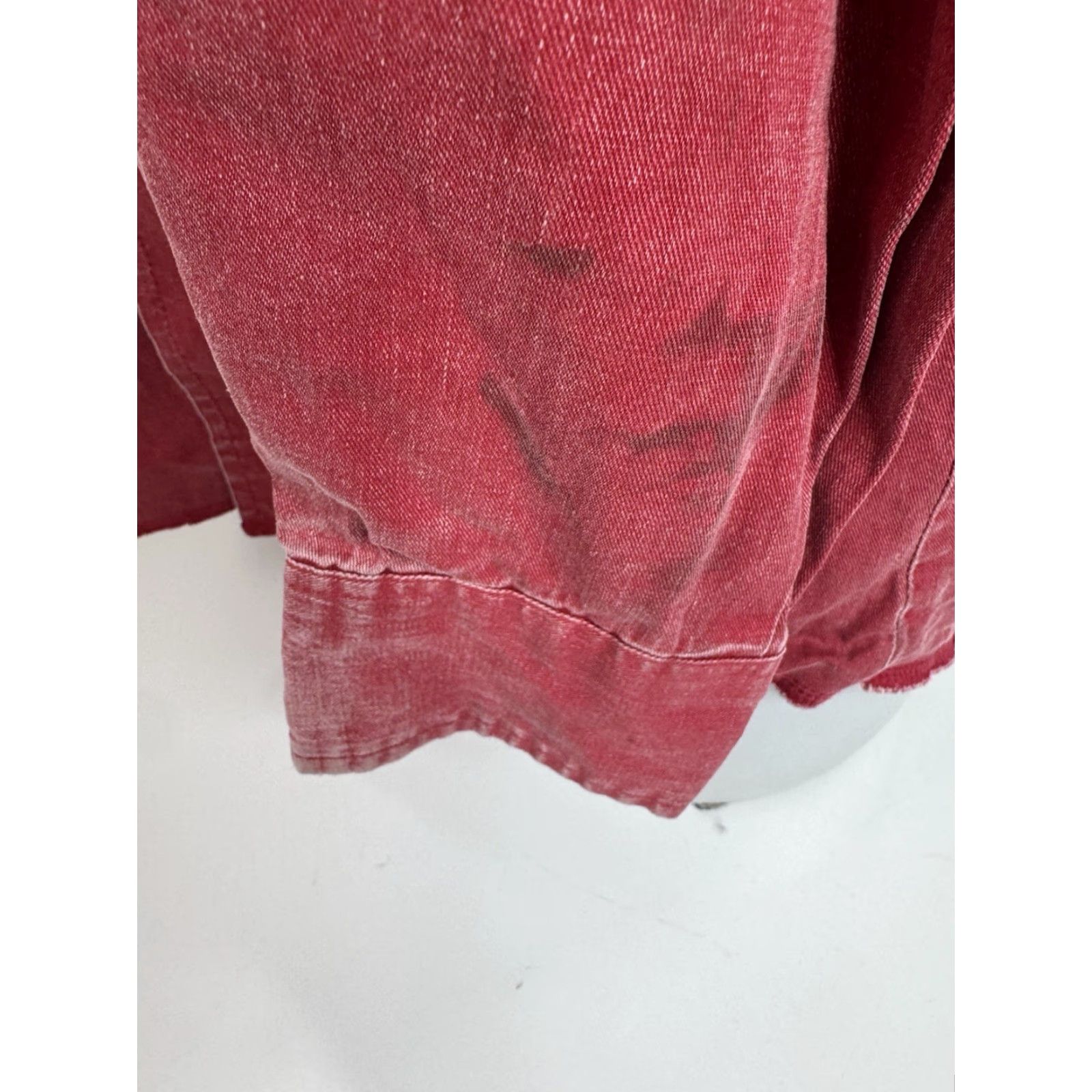 Wrangler WRANGLER Shirt Mens 16 35 Brush Popper Distressed Heavy Duty Vintage Red Long Sleeve Button-Up 1970s 90s Size US L / EU 52-54 / 3 - 6 Thumbnail