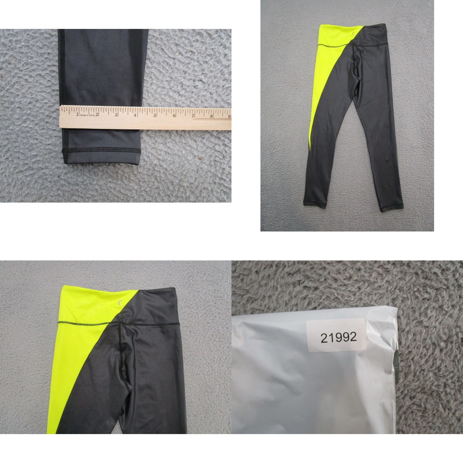 Vintage Zyia Active 2 Tone Neon Yellow Black Stretch Leggings Women's 6-8 Workout Pants Skinny Ankle Gym Run Yoga Activewear Womens Neckline? Size 28" / US 6 / IT 42 - 8 Thumbnail