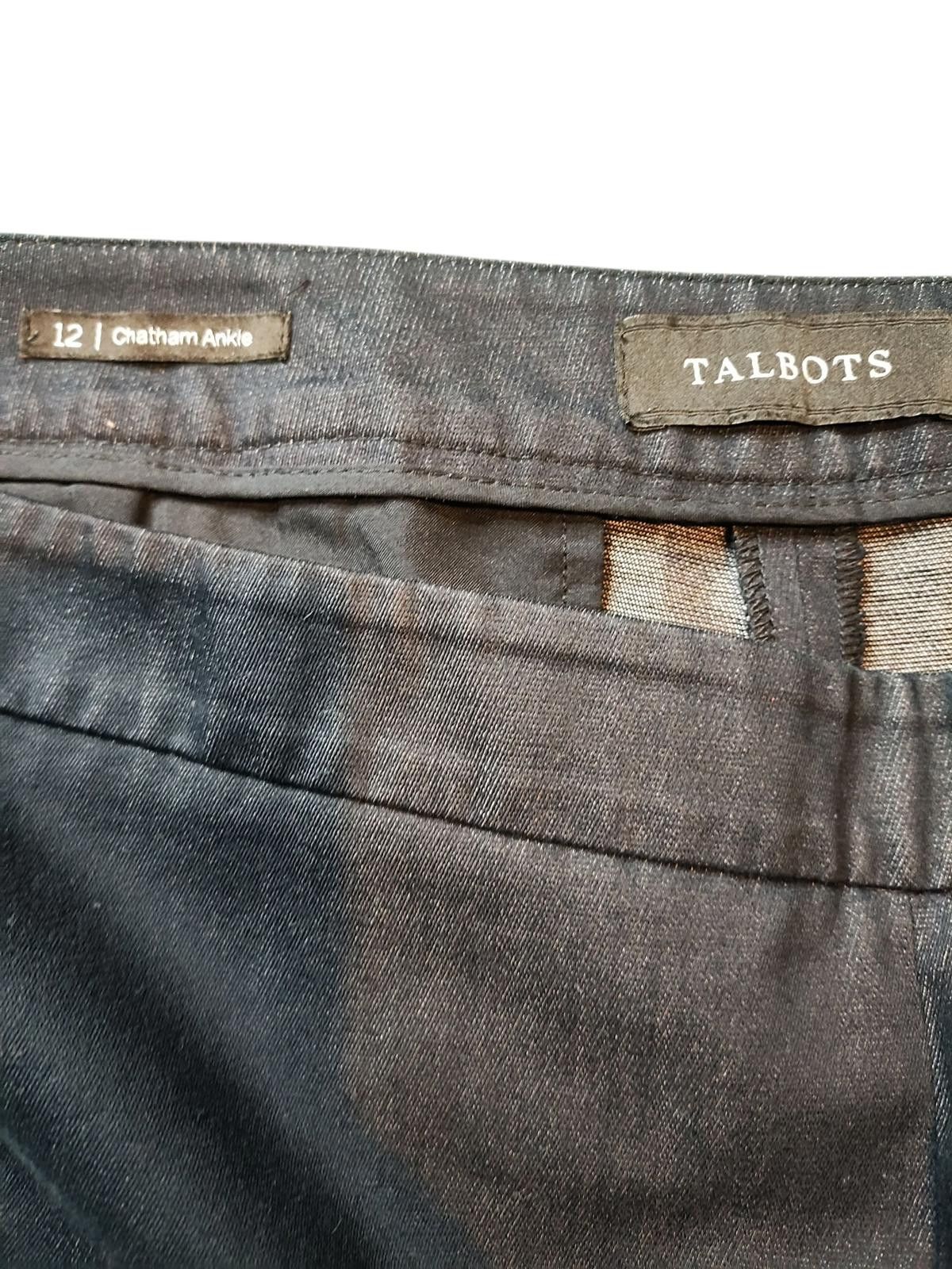 Designer Talbots Women's Black Dress Pants with Button Detail Size 34" / US 12 / IT 48 - 4 Thumbnail