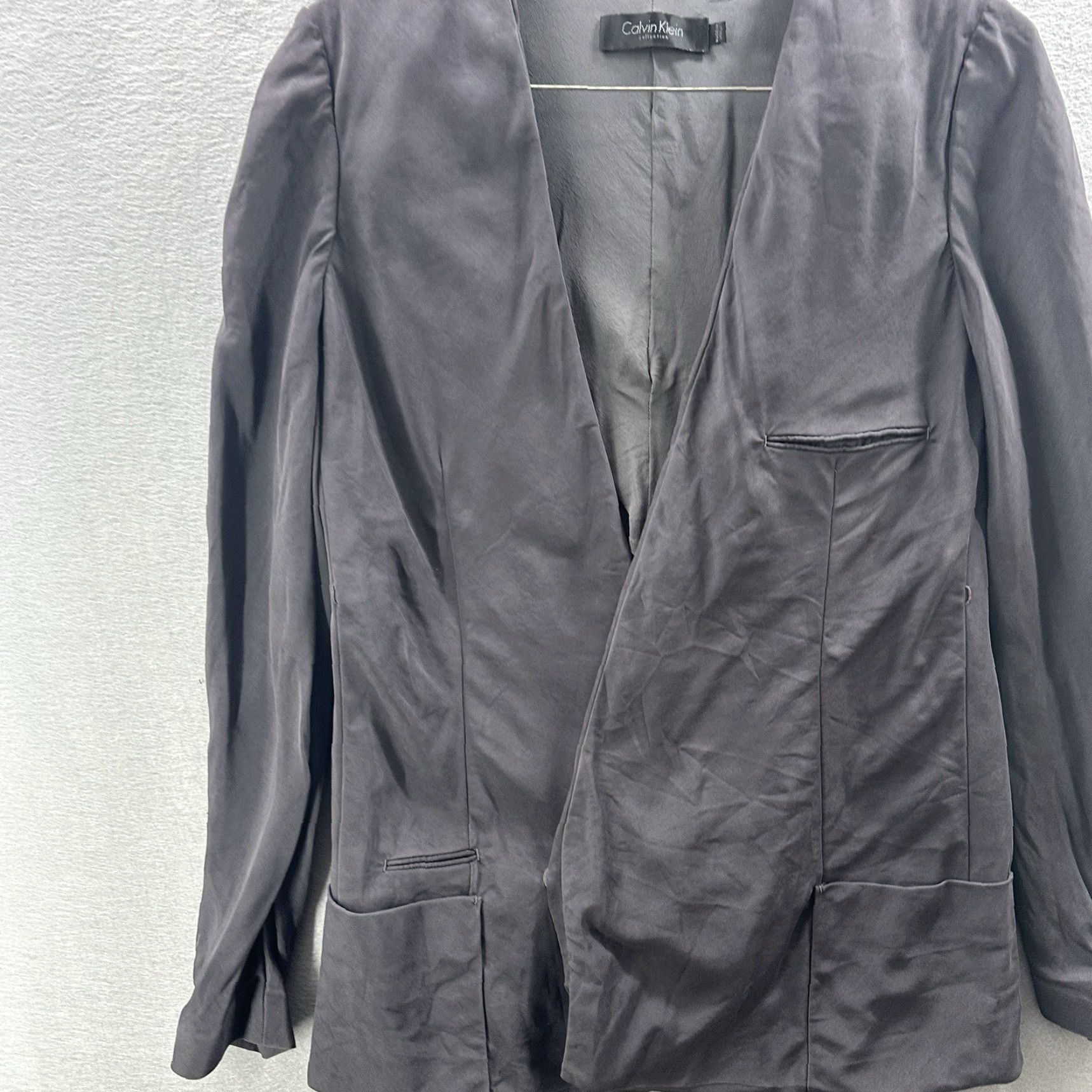 Calvin Klein VINTAGE Calvin Klein Collection Blazer Women 6 Silk Collarless Minimalist Size M / US 6-8 / IT 42-44 - 5 Thumbnail
