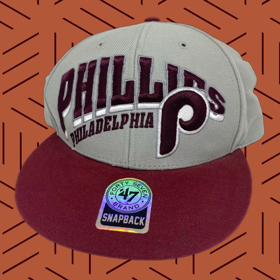 Vintage Philadelphia Phillies '47 Brand Hat Red Gray OSFM Throwback Cooperstown Snapback Unisex Adults Size ONE SIZE - 1 Thumbnail