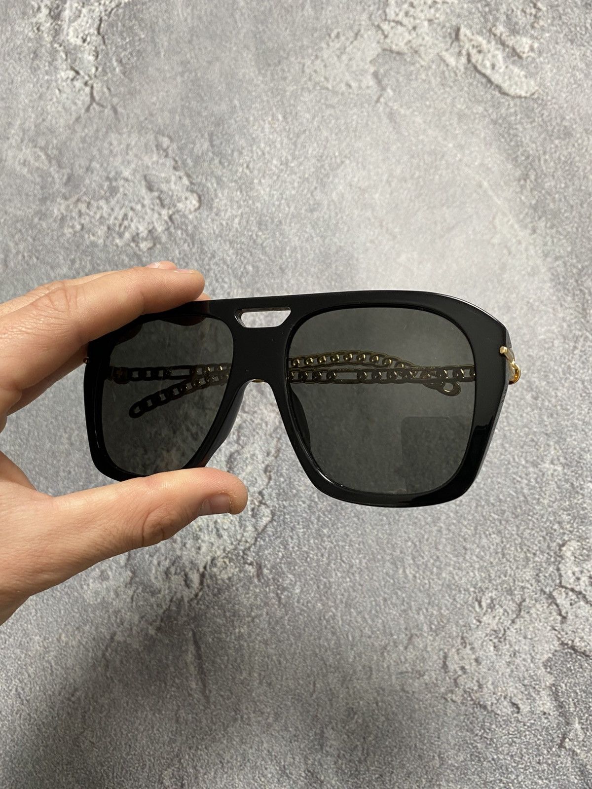 Gucci Gucci GG0723S 001 Sunglasses Square Gold Chain Temple Size ONE SIZE - 5 Thumbnail