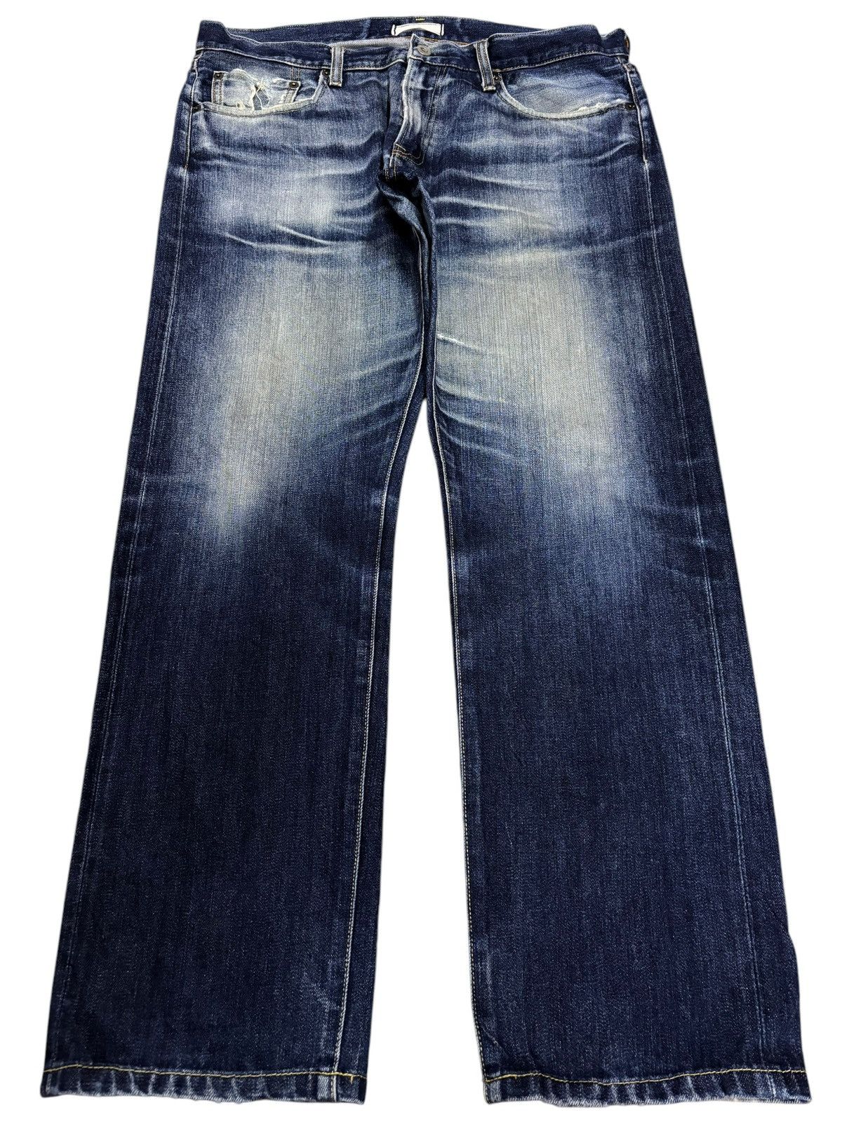 Japanese Brand × Jun Takahashi Vintage Kaihara Uniqlo Selvedge Faded Blue Indigo Jeans Size US 36 / EU 52 - 2 Thumbnail
