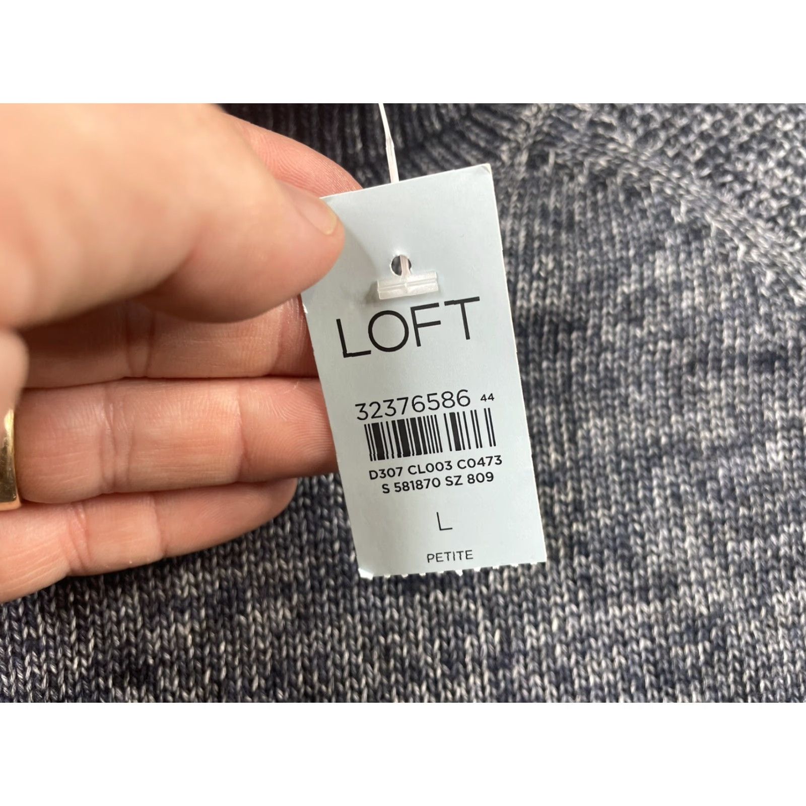 Loft LOFT Womens Sweater Pullover Turtleneck Knit Cotton Blend Size Large Petite Gray Raglan Sleeve Size L / US 10 / IT 46 - 3 Thumbnail