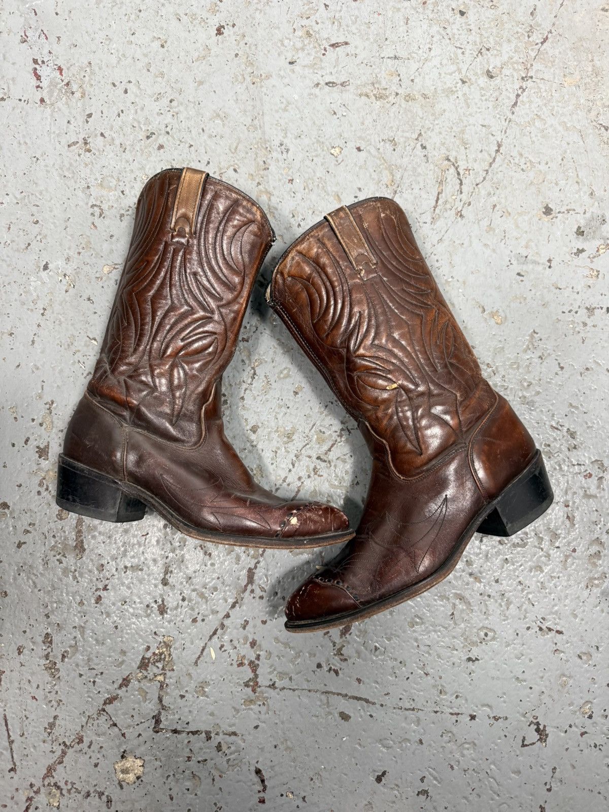 Other 70s Vintage Made in Usa Dark Brown Stock Show Cowboy Boots Size US 9.5 / EU 42-43 - 1 Thumbnail