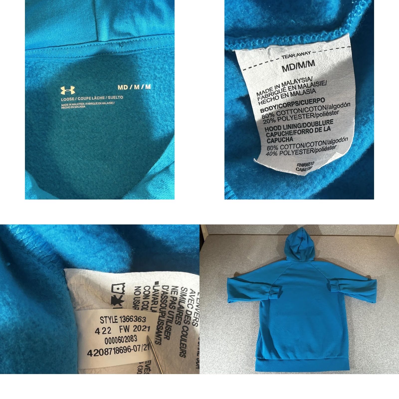 Under Armour Under Armour Hoodie Men Medium Blue Pullover Rival Fleece Signature Sweatshirt Size US M / EU 48-50 / 2 - 8 Thumbnail