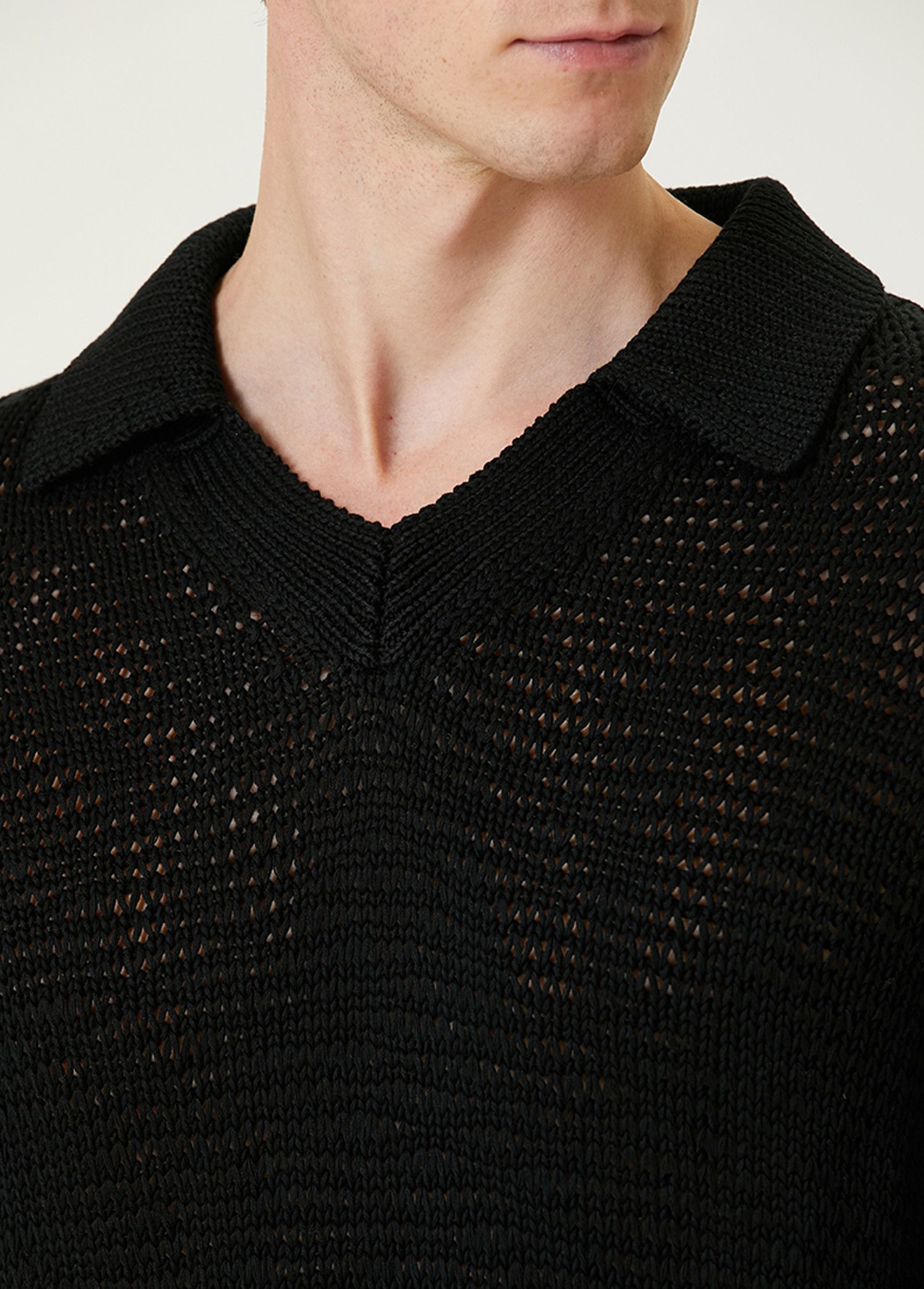 Helmut Lang HELMUT LANG Zach black loosely knit v neck cotton sweater Size US L / EU 52-54 / 3 - 4 Thumbnail