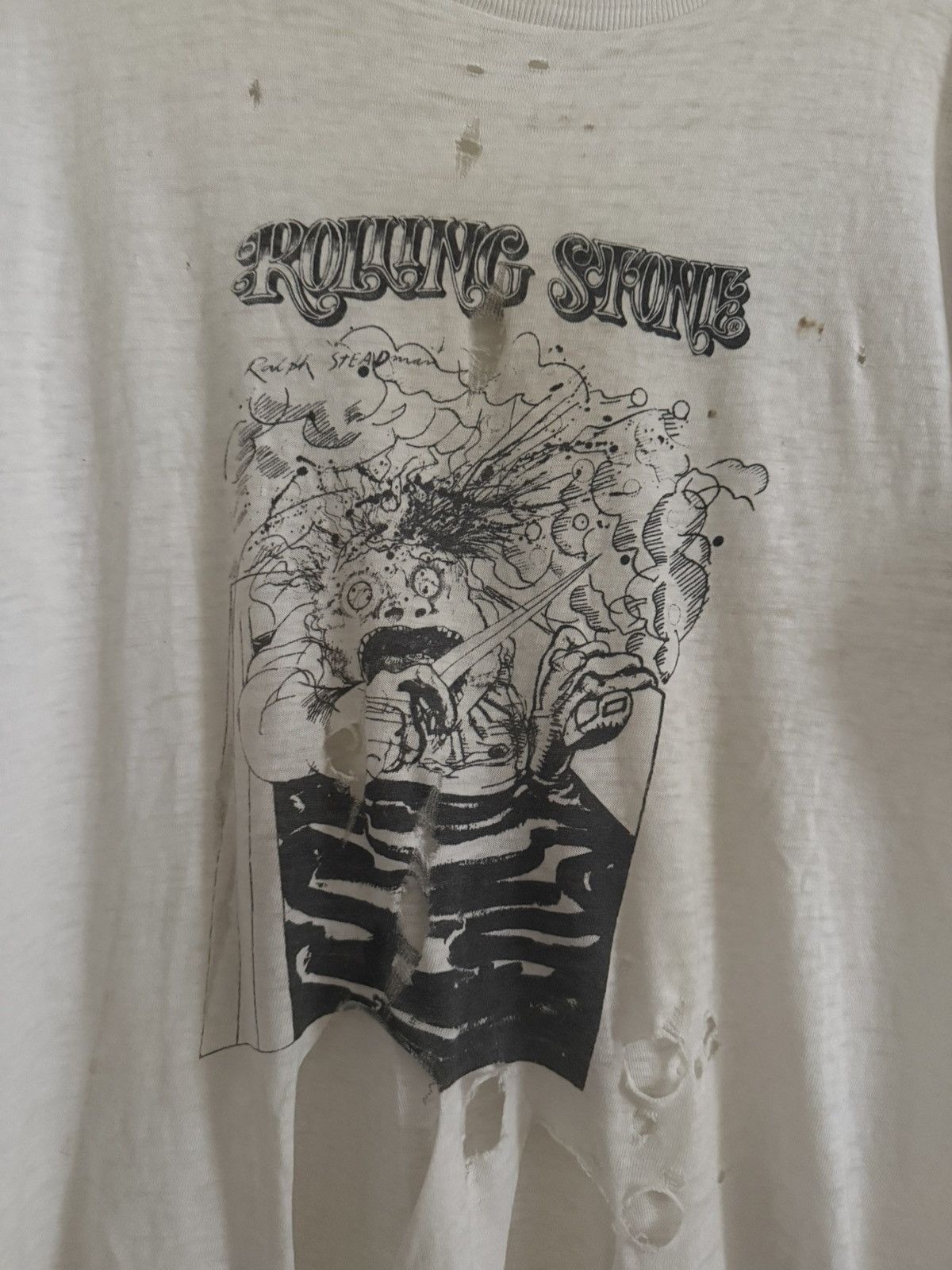 Vintage Vintage Ralph Steadman Rolling Stone 70 Thrashed Faded Shirt Size US L / EU 52-54 / 3 - 4 Thumbnail