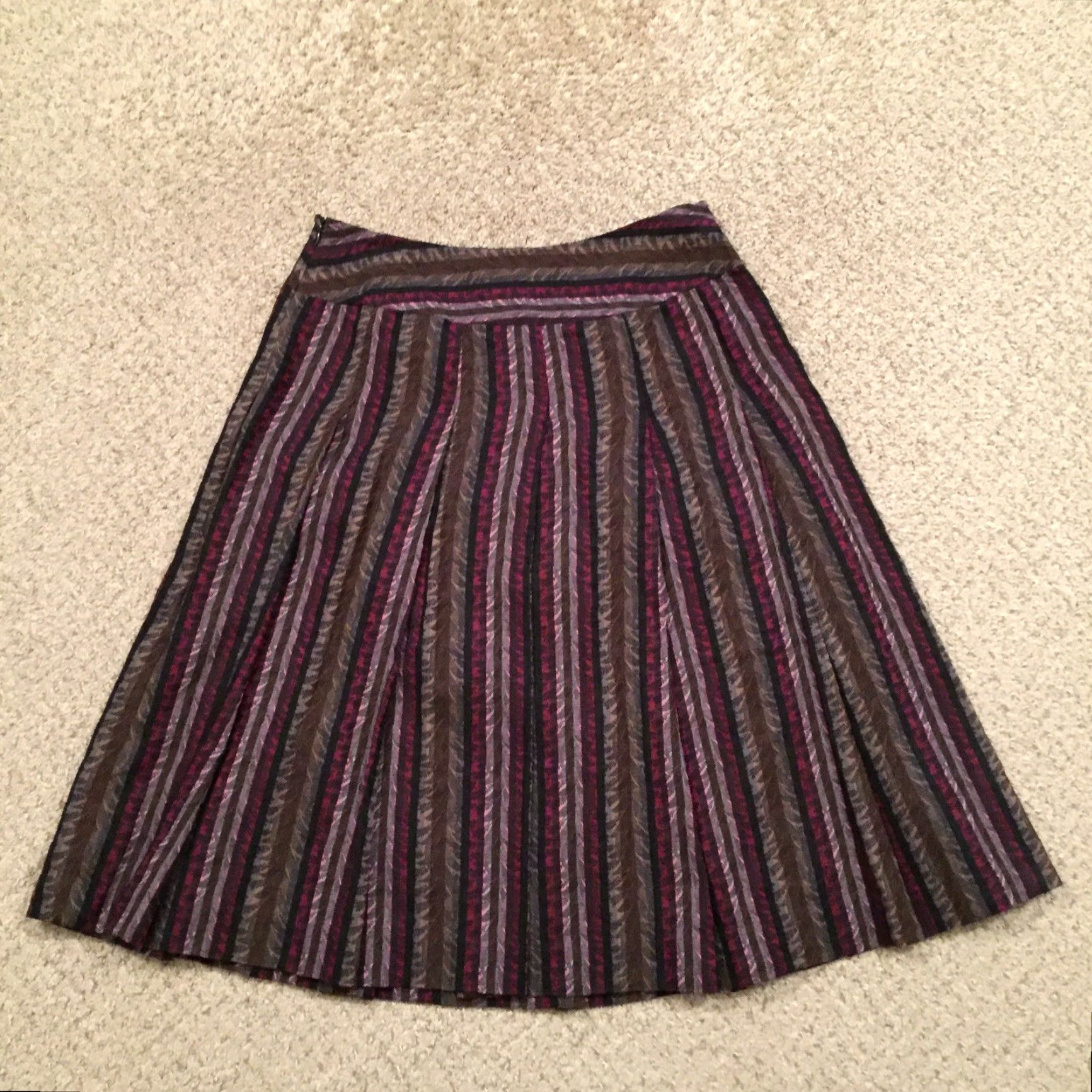 Pinko Apostrophe Skirt Midi Lined A-Line Purple Pink Striped Size 4 Women Cotton Regular Vintage No Size 27" / US 4 / IT 40 - 7 Thumbnail