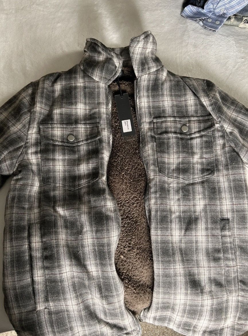 Richie Le Sherpa Lined Plaid Jacket, S, RLC-315 Gray Zip Up