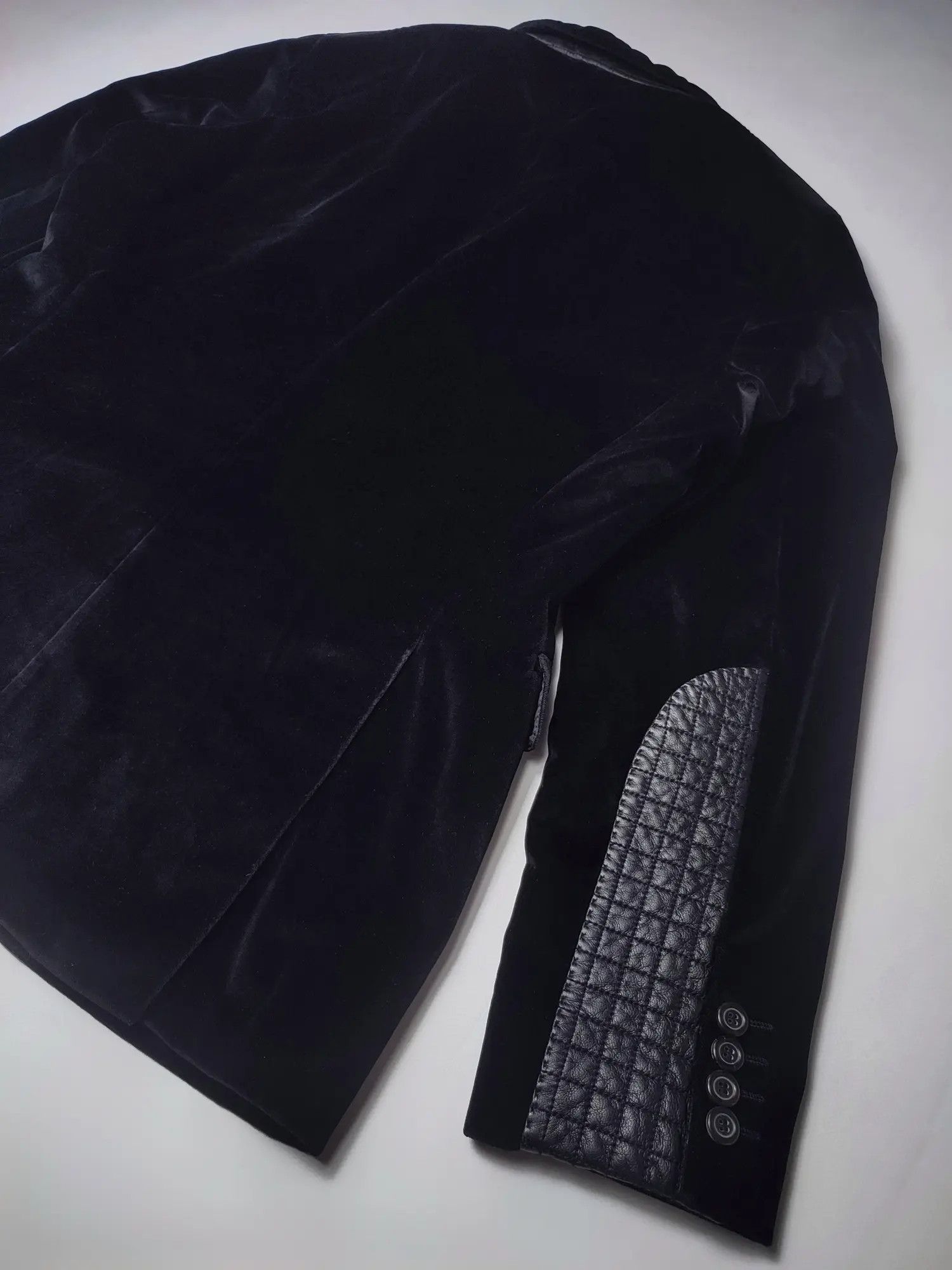 Hugo Boss Hugo Boss Leather Sleeve Velour Blazer Vintage Size 38R - 14 Thumbnail