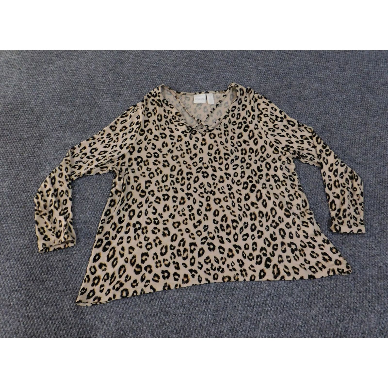 Vintage Chico's Blouse Womens 2 Petite Animal Print Leopard Long Sleeve Lightweight Top Size XS / US 0-2 / IT 36-38 - 5 Thumbnail