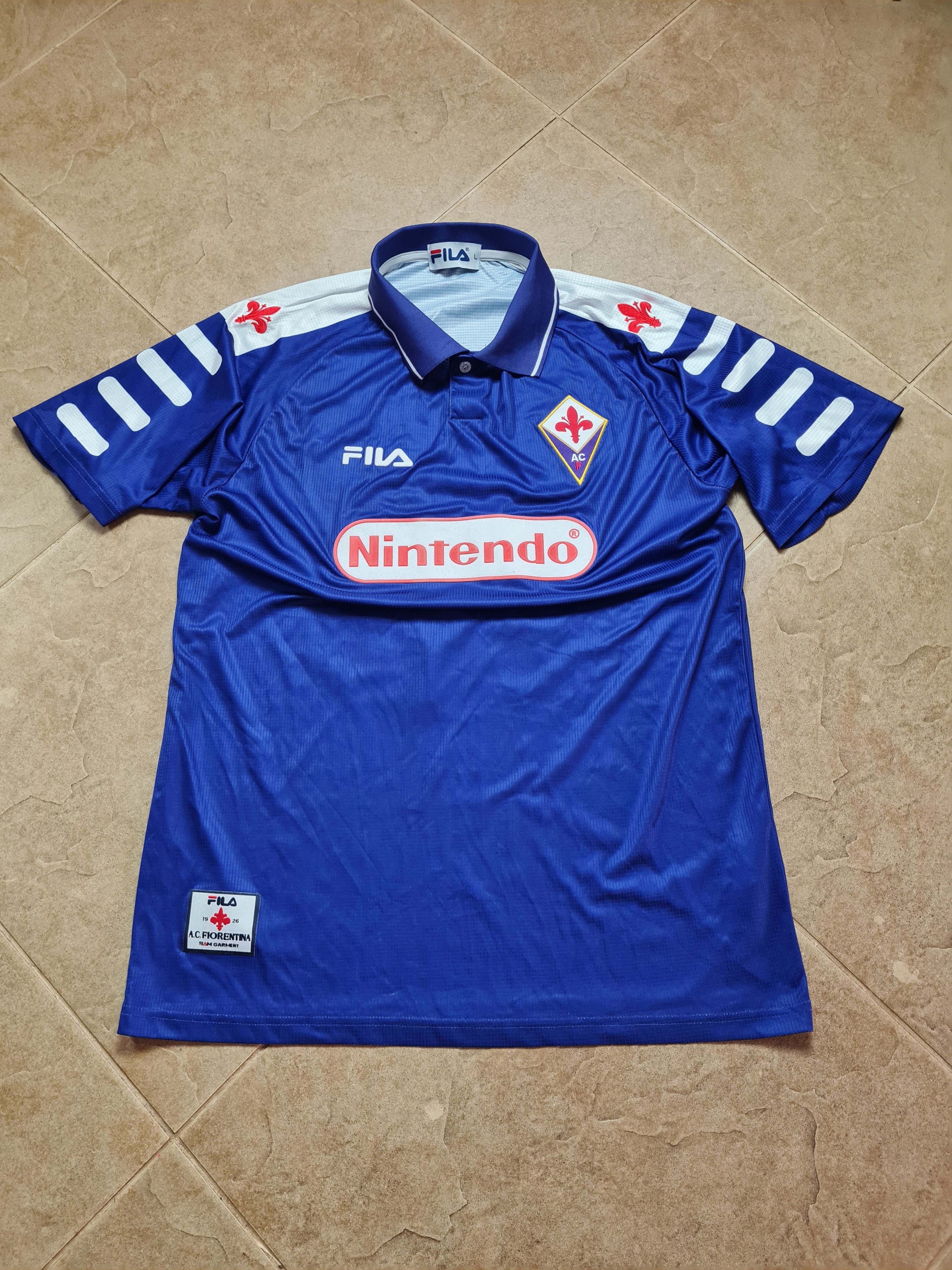 Fila Rui Costa #10 Fiorentina 1998/99 Home Vintage Soccer Shirt Size US L / EU 52-54 / 3 - 5 Thumbnail