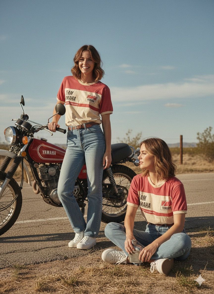 Yamaha Vintage 70s/80s Team Yamaha Racing Sports Ringer T-Shirt Size US XS / EU 42 / 0 - 9 Thumbnail