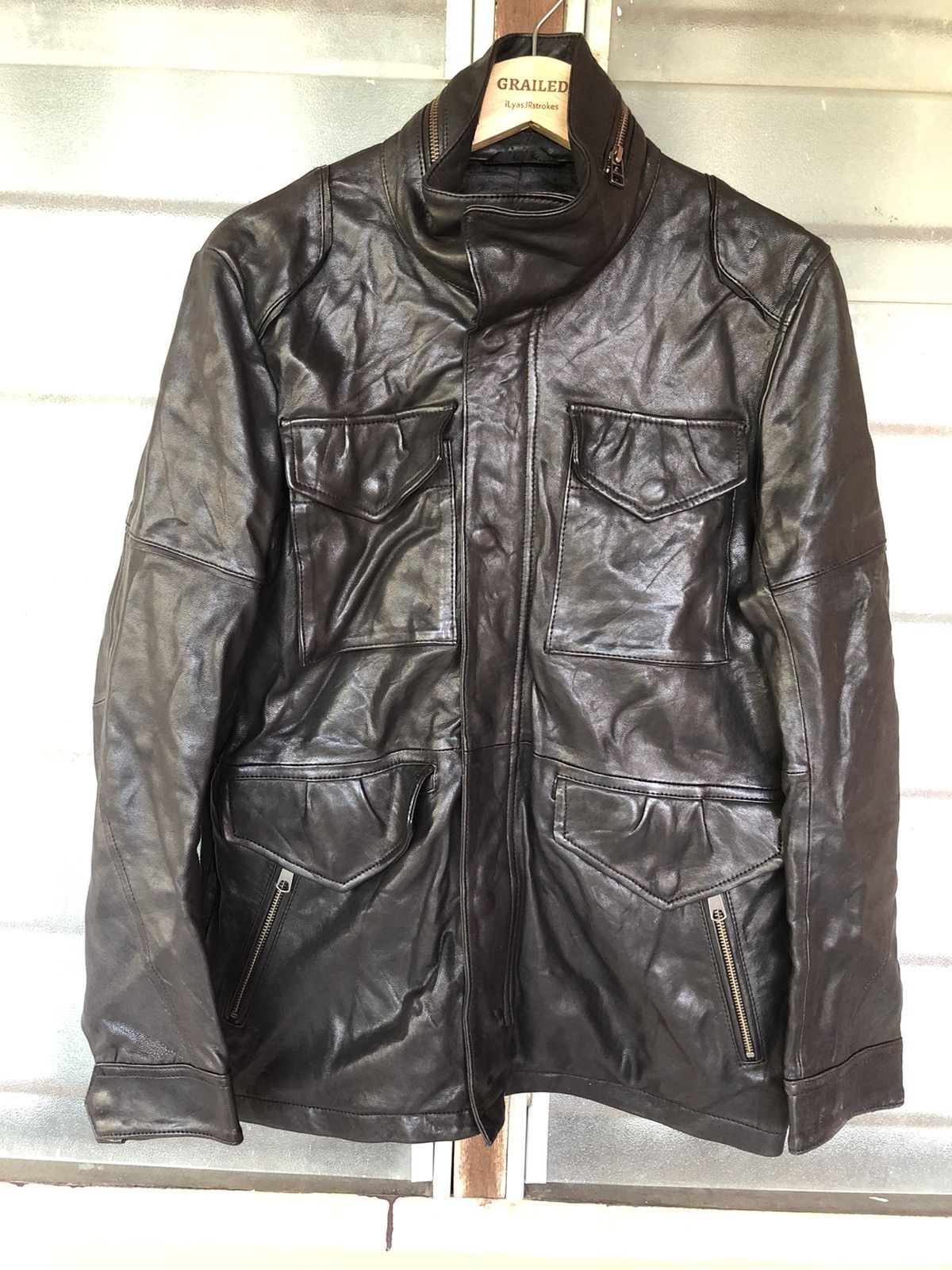 If Six Was Nine × Japanese Brand × Le Grande Bleu (L.G.B.) Rattle Trap Biker Sheepskin Leather Jacket Size US M / EU 48-50 / 2 - 6 Thumbnail