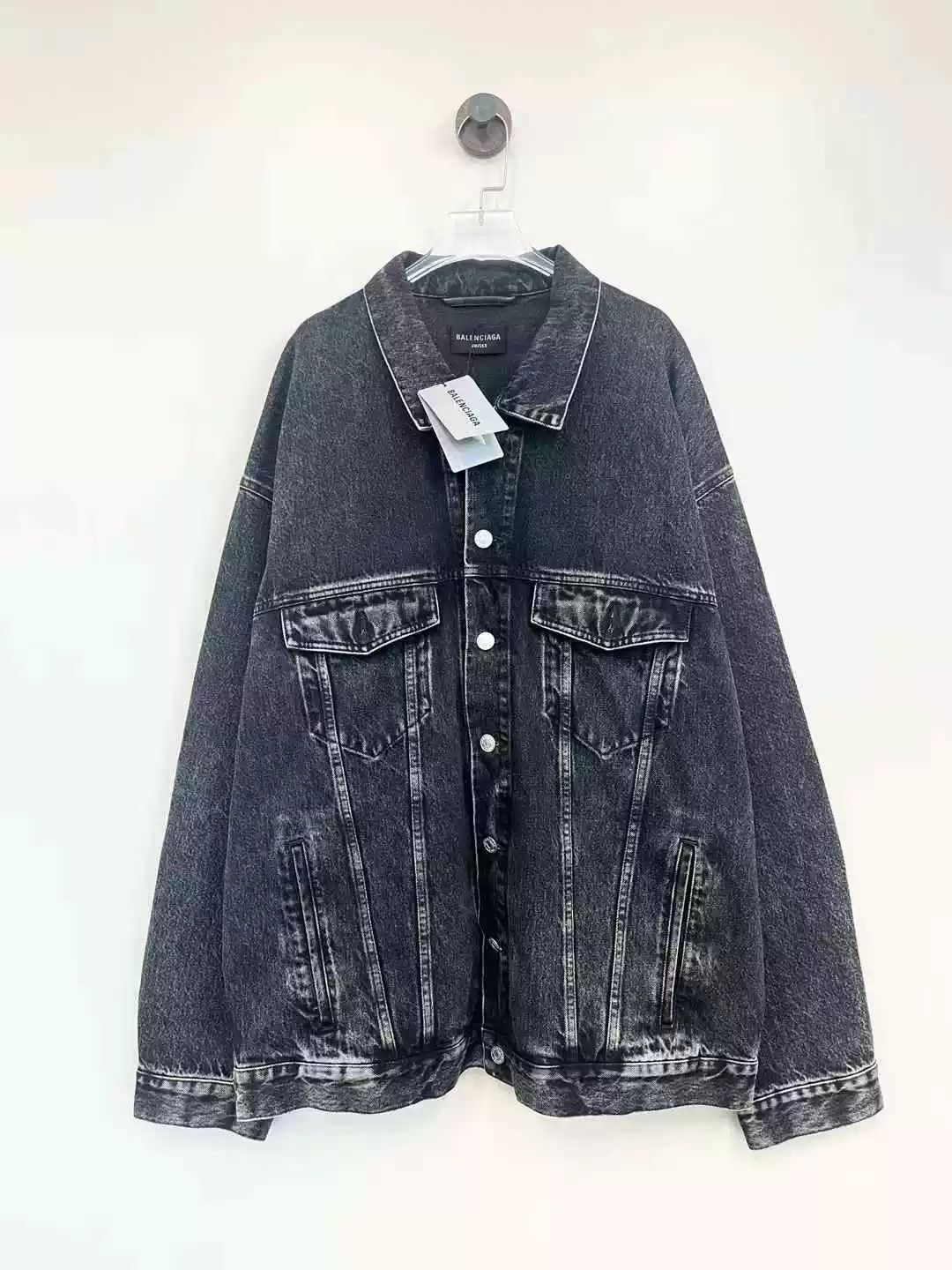Balenciaga Balenciaga Distressed Denim Jacket with Diamonds Size US M / EU 48-50 / 2 - 1 Thumbnail