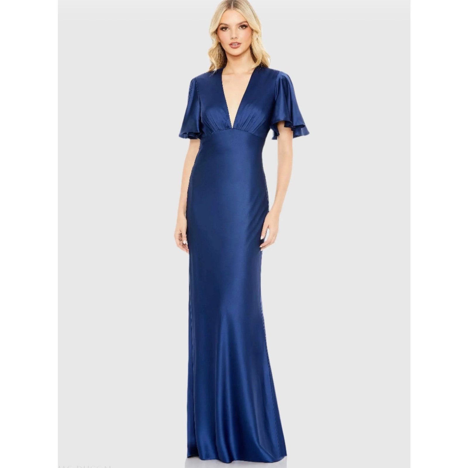 Mac Duggal New MAC DUGGAL 554021 column sapphire blue dress sz 4 Size S / US 4 / IT 40 - 1 Thumbnail
