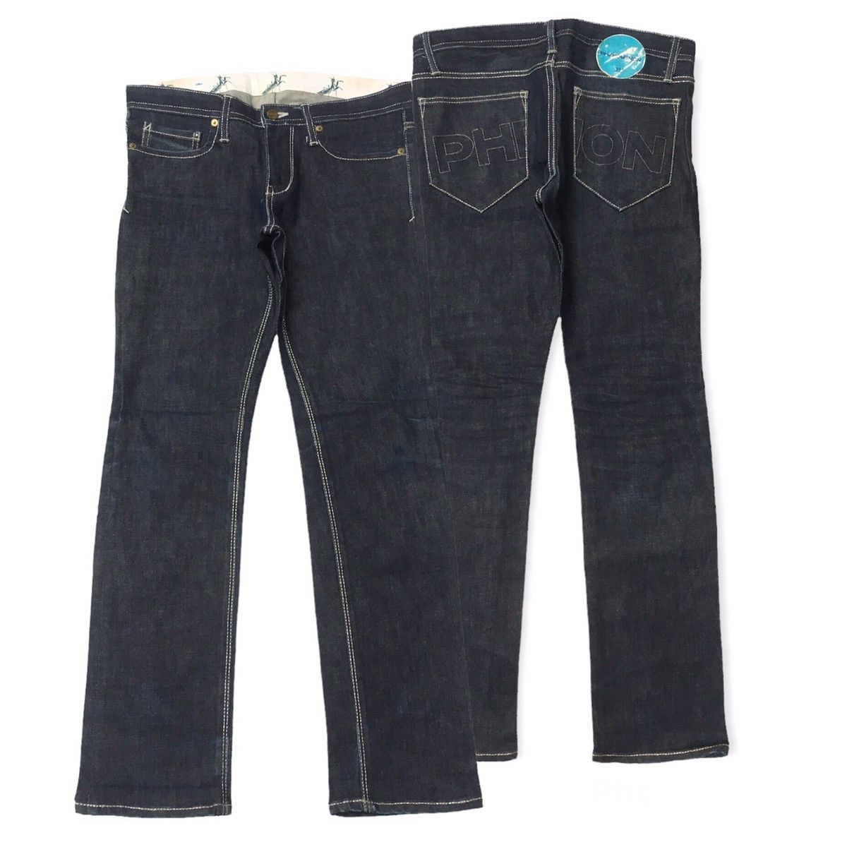 image of Phenomenon Phenomenom Grasshopper Waist Printed Pant in Indigo Blue, Women's (Size 32)