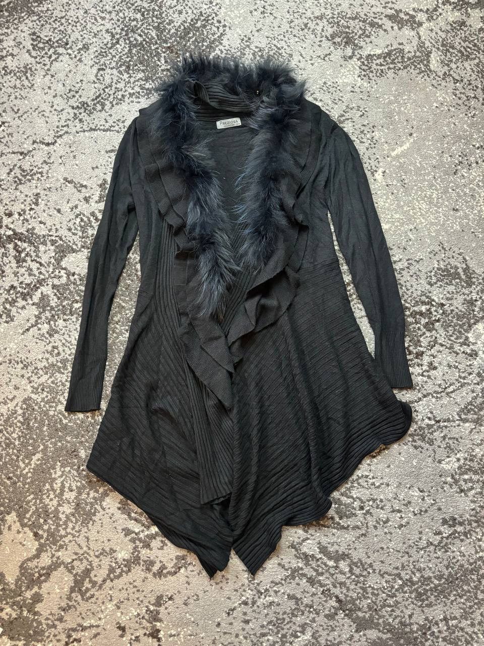 Pre-owned Avant Garde X If Six Was Nine Y2k Leather Style Long Fur Collar Motorcycle Asymmetrical Ve In Black