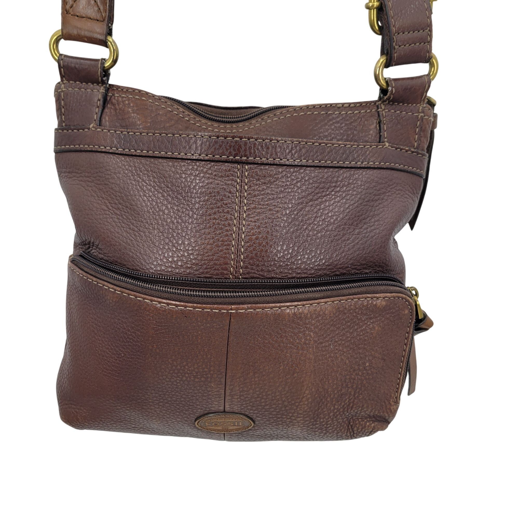 Fossil Vtg Fossil Morgan Brown Pebble Leather Crossbody Bag Multipl Size ONE SIZE - 15 Thumbnail