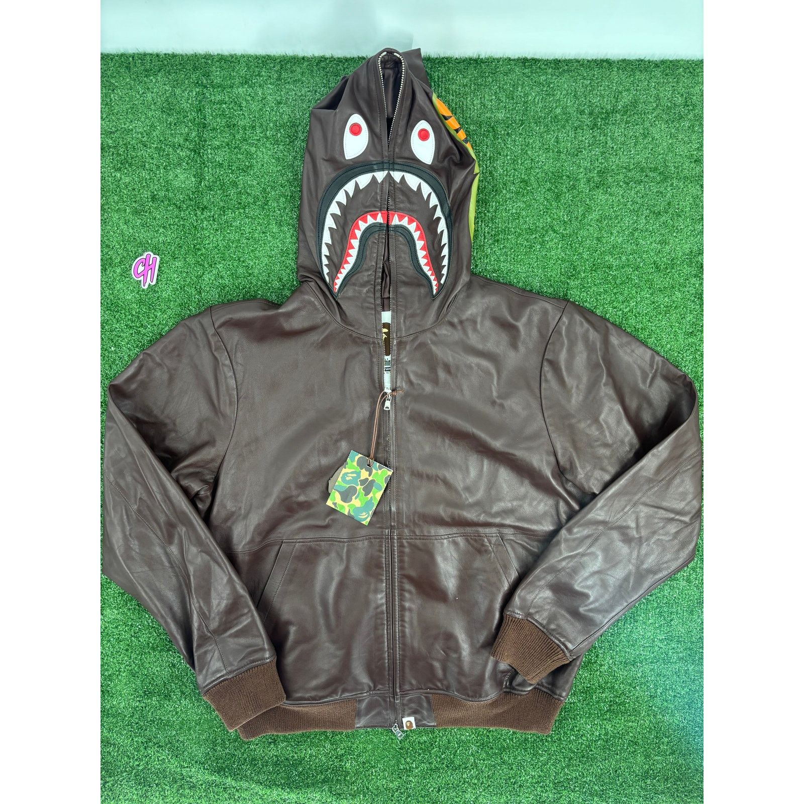 Bape Bape Shark FW22 Full-Zip Brown Leather Jacket Size XL Size US XL / EU 56 / 4 - 7 Thumbnail