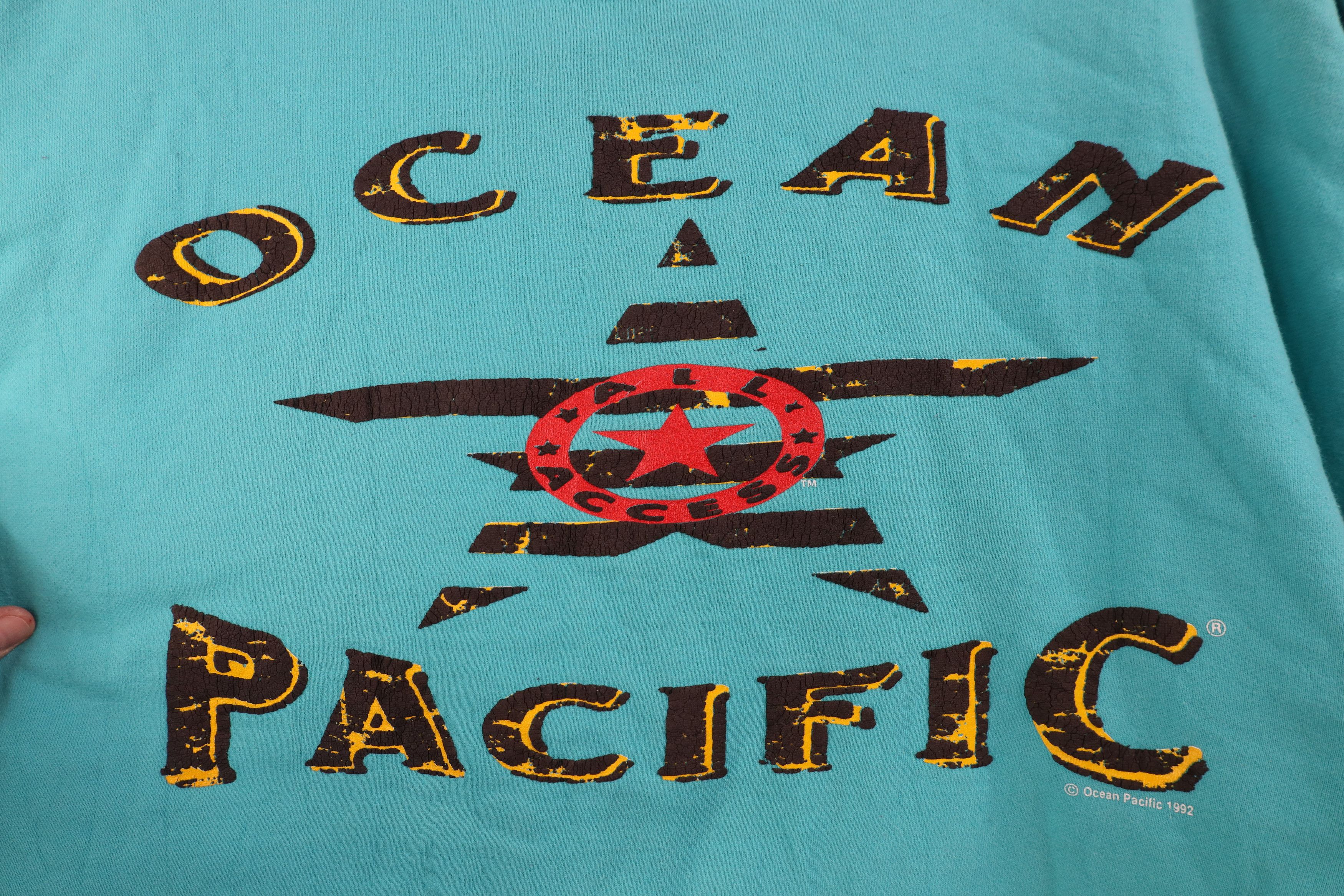 Ocean Pacific Vintage 90s Ocean Pacific Surfing Baggy Sweatshirt Teal Size US L / EU 52-54 / 3 - 4 Thumbnail
