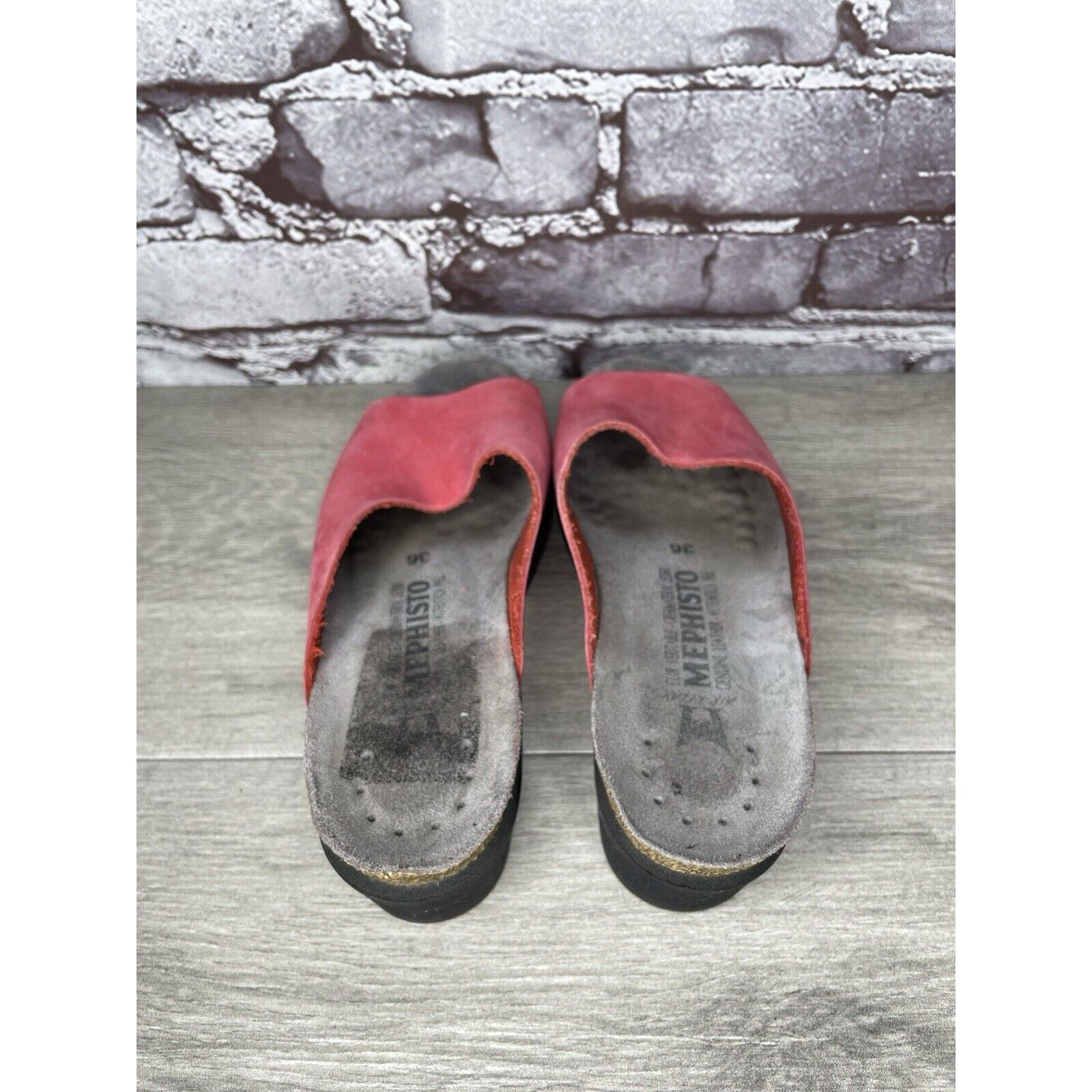 Mephisto Mephisto Lisane Pink Nubuck Leather Slide Cork Wedge Sandals Size US 6 / IT 36 - 7 Thumbnail