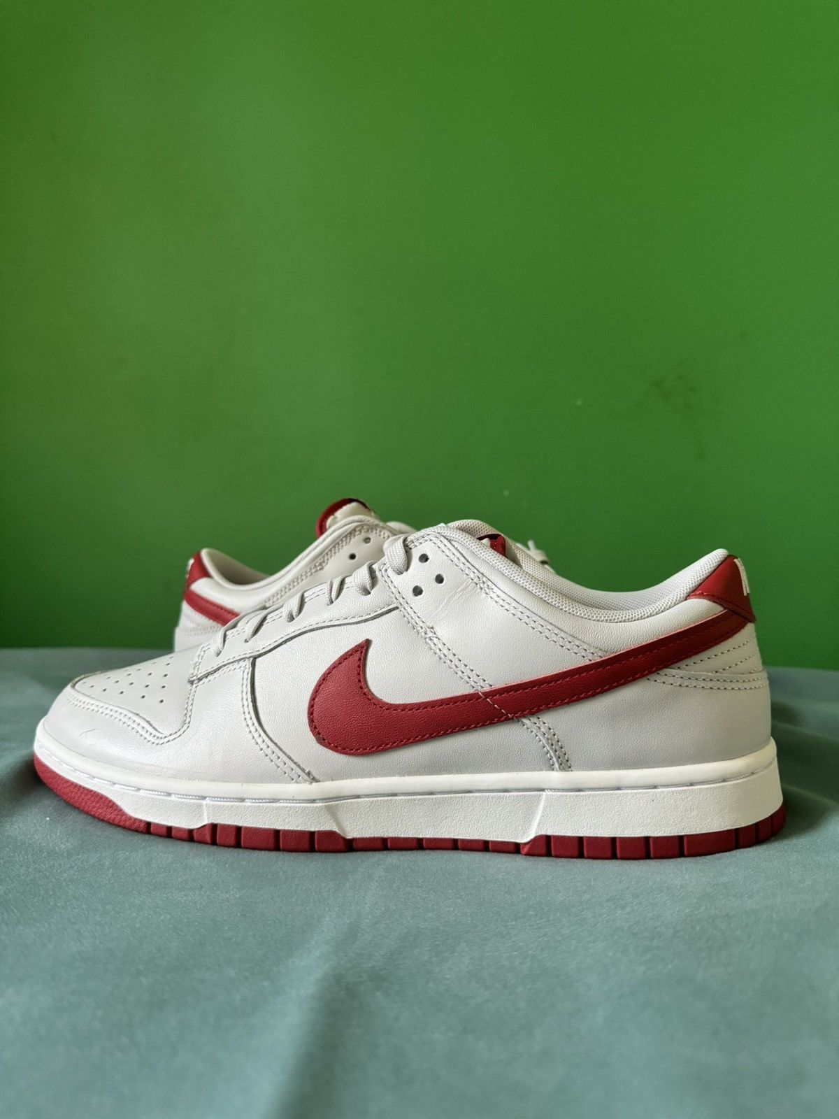 image of Nike Dunk Low Vast Grey Varsity Red 2023 Shoes, Men's (Size 11.5)