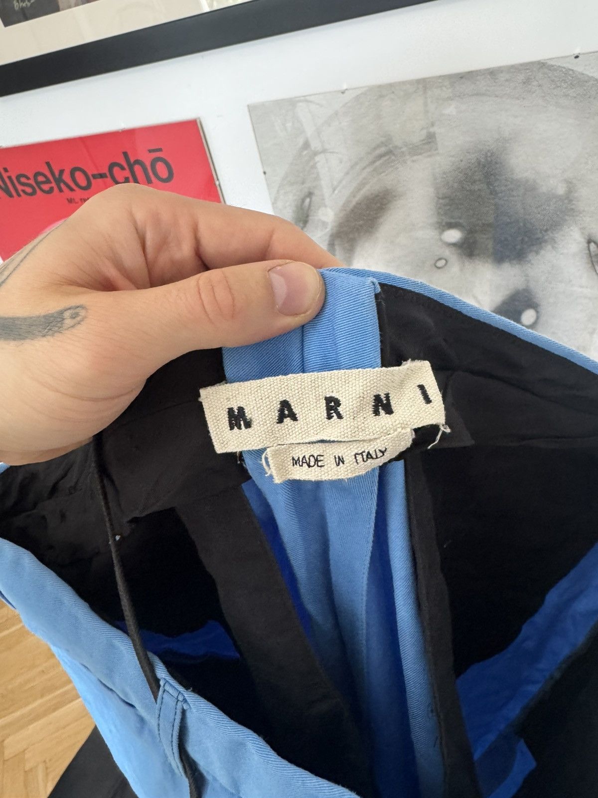 Marni Marni Wide Leg Blue Pant Loose Designer Luxury Mini Logo Size US 38 / EU 54 - 4 Thumbnail